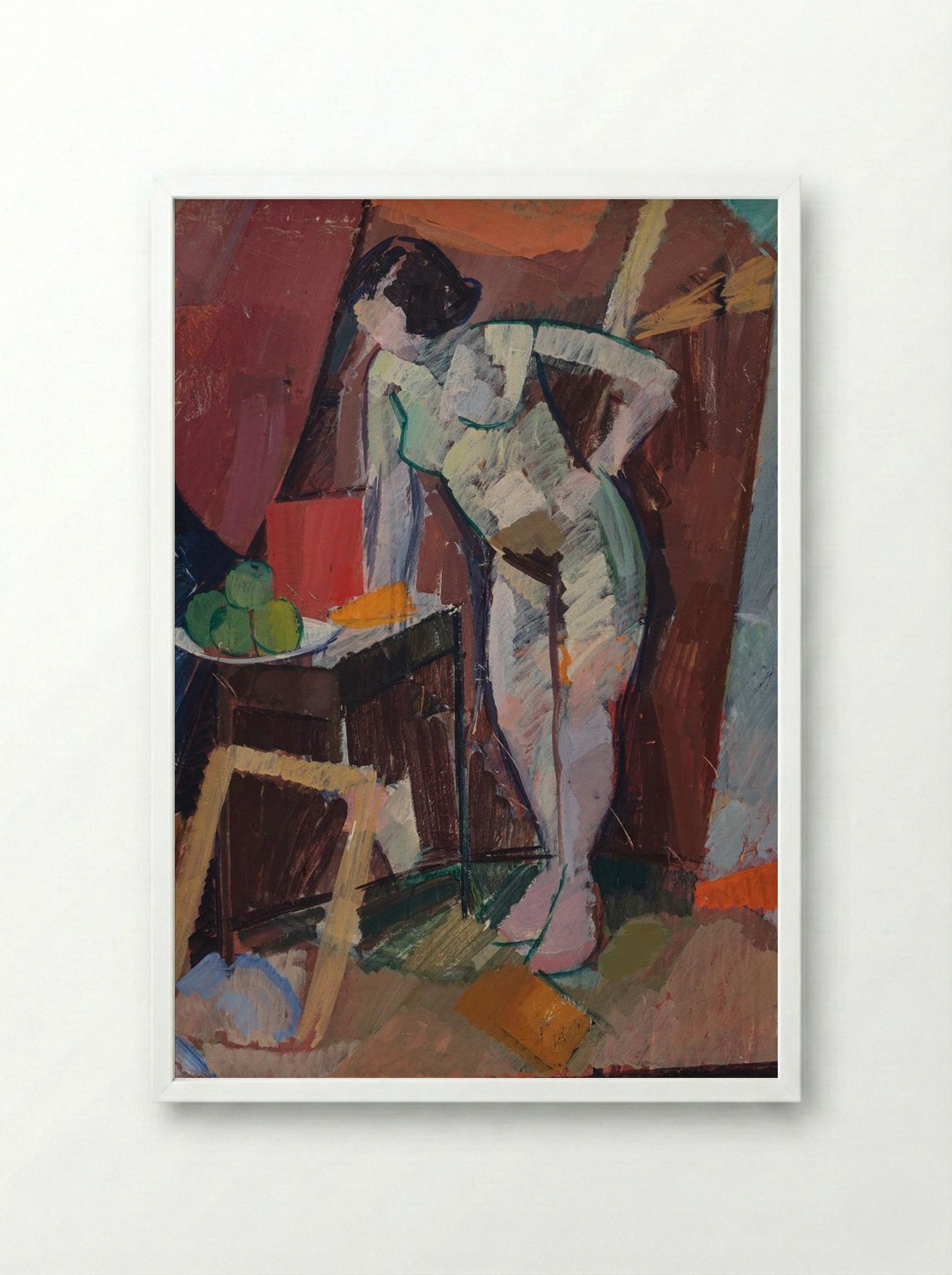 Standing Female Nude - Edvard Weie - Framed Print White