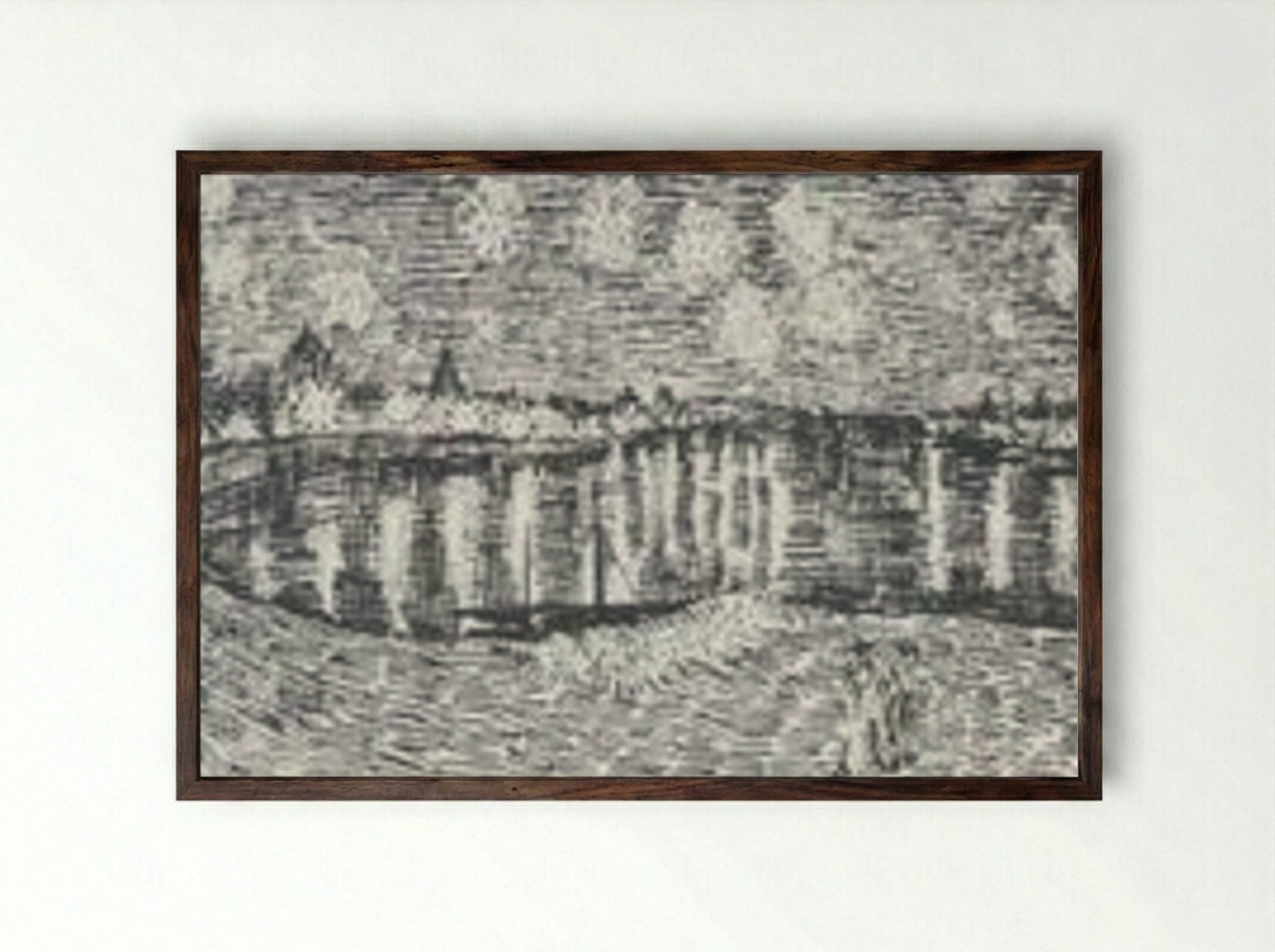 The Starry Night - Vincent van Gogh - Framed Print Dark Wood