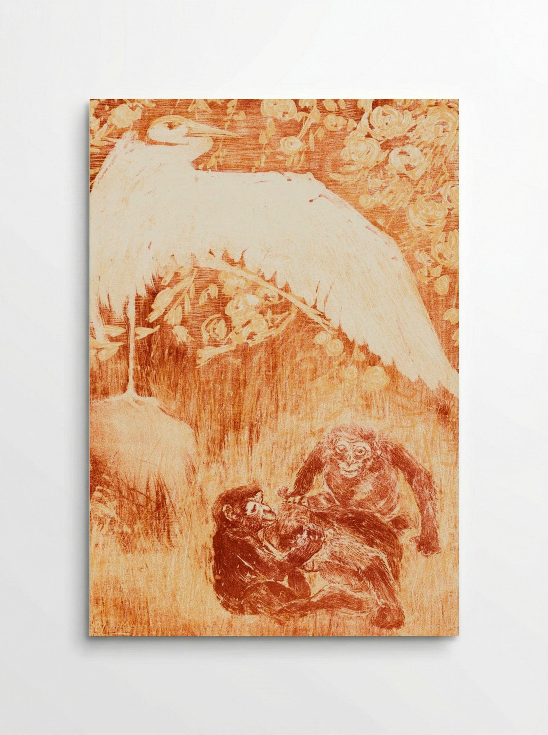 Reiger met drie apen (Heron with Three Monkeys) - Theo van Hoytema - Poster