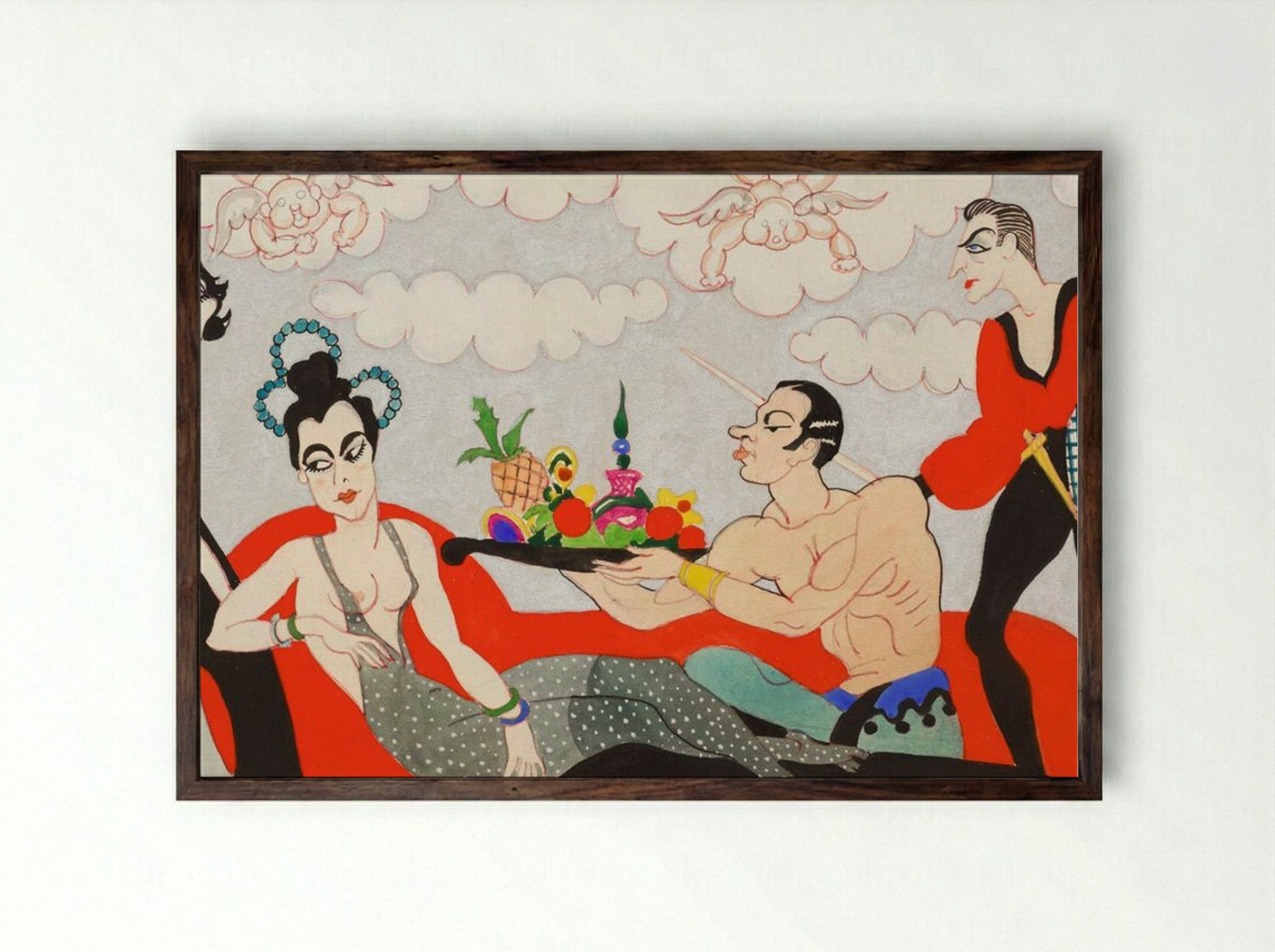 Mural Study No. 3 - John Decker - Framed Print Dark Wood