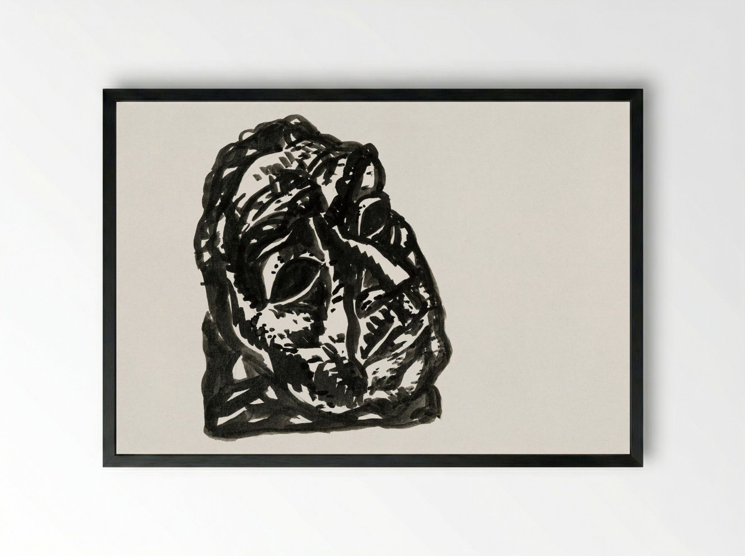 Head of a Man Looking Obliquely to the Top Right - Leo Gestel - Framed Print Black