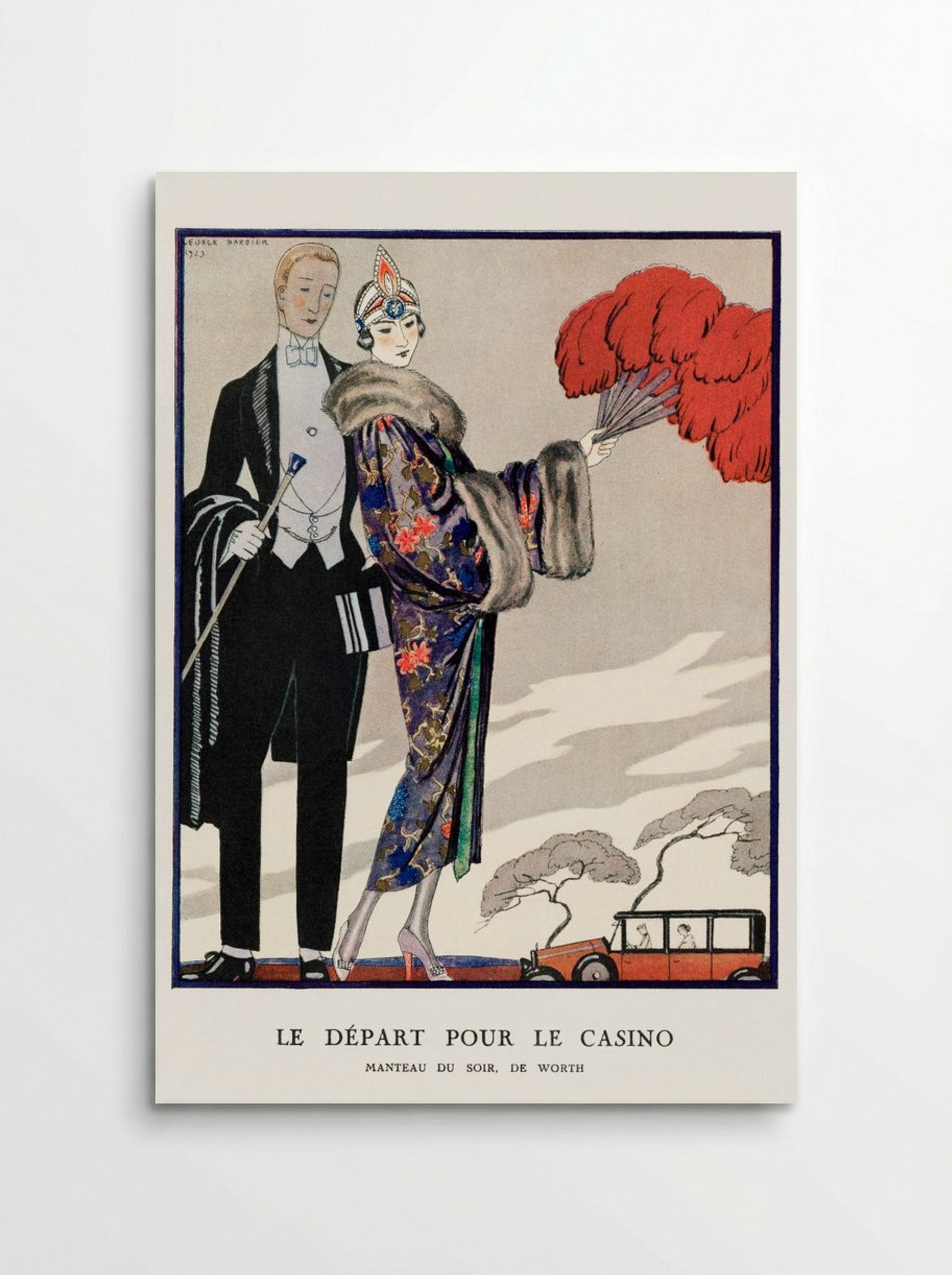 Le Départ pour le Casino, Manteau du Soir de Worth - George Barbier - Poster
