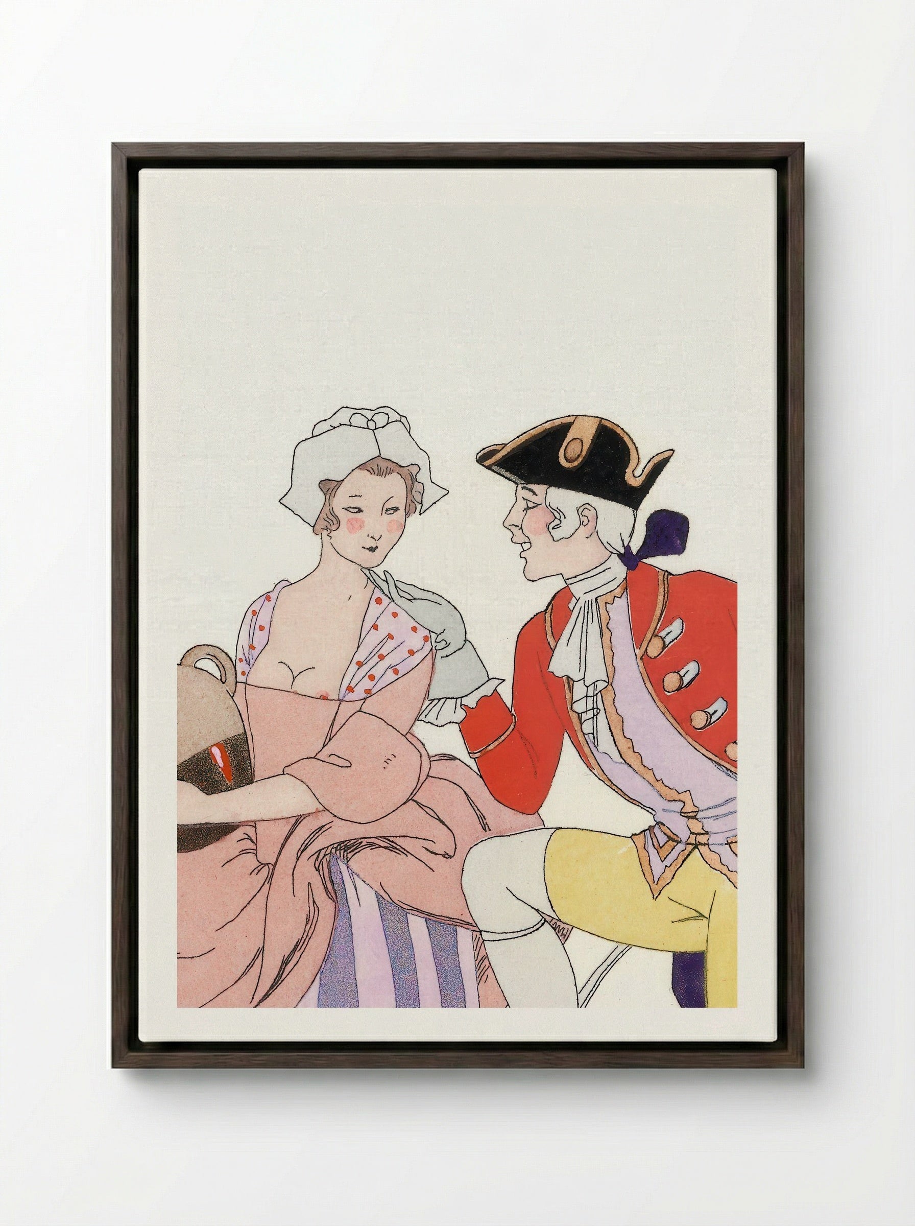 La Cruche caffée - George Barbier - Framed Canvas Dark Wood