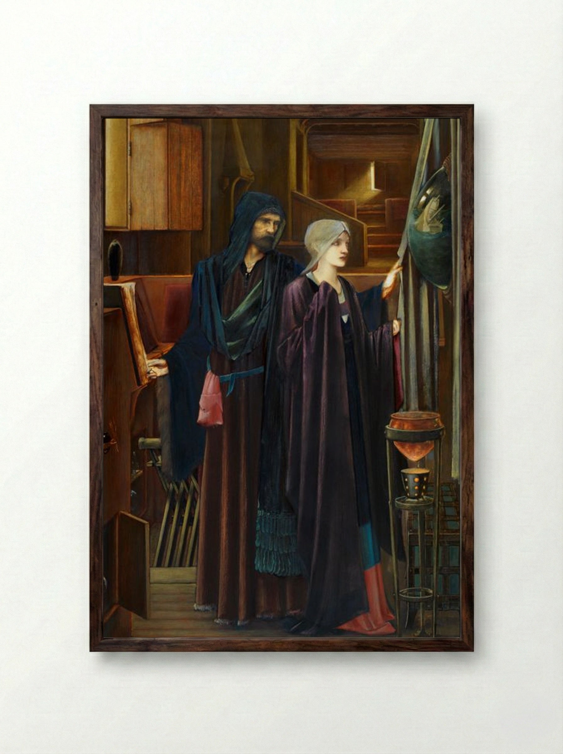 The Car of Love - Edward Burne-Jones - Framed Print Dark Wood