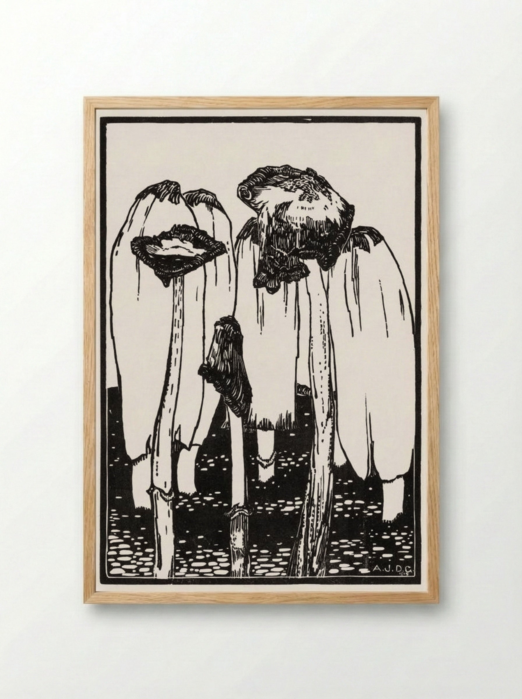 Ink Mushrooms - Julie de Graag - Framed Print Wood