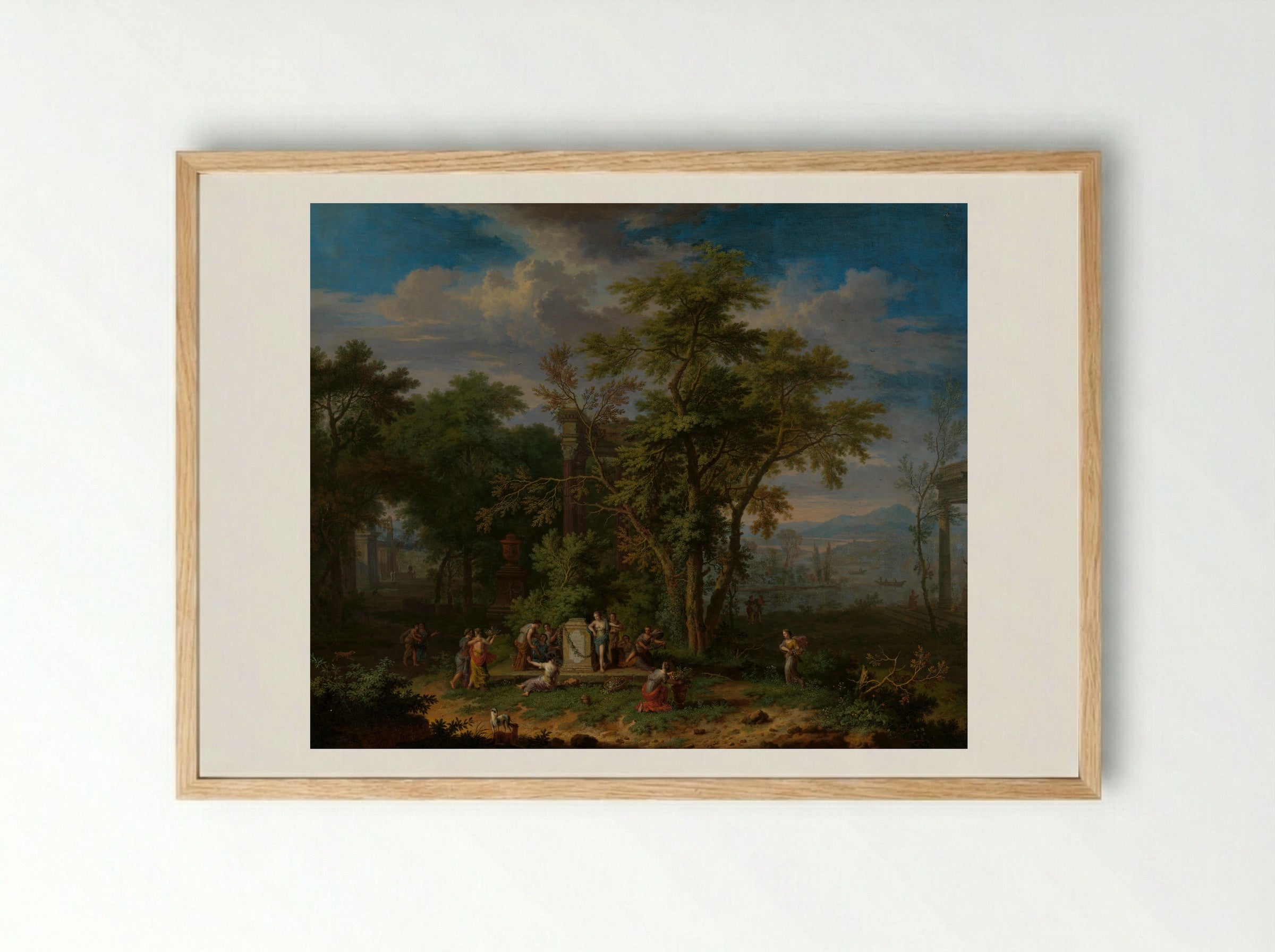 Arcadian Landscape with a Sacrifice - Jan van Huysum - Framed Print Wood