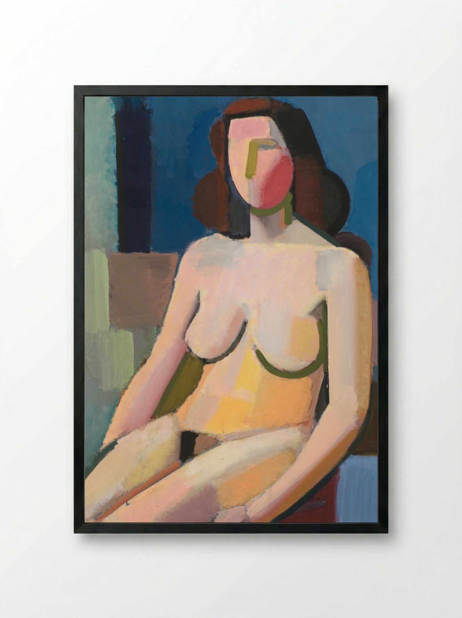 Seated Female Model - Vilhelm Lundstrøm - Framed Print Black