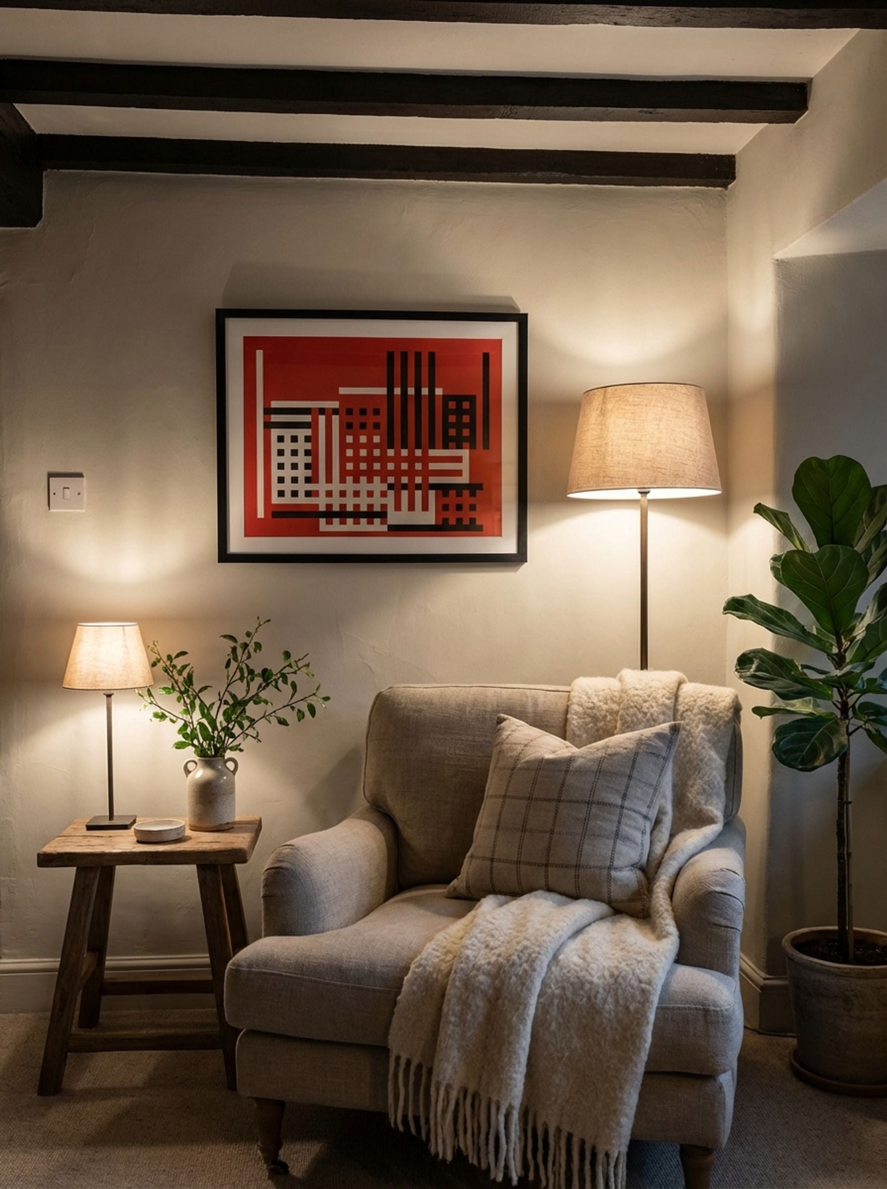 Untitled (Factory Abstraction, Red, Black and White) - Fine Art Print - Lifestyle