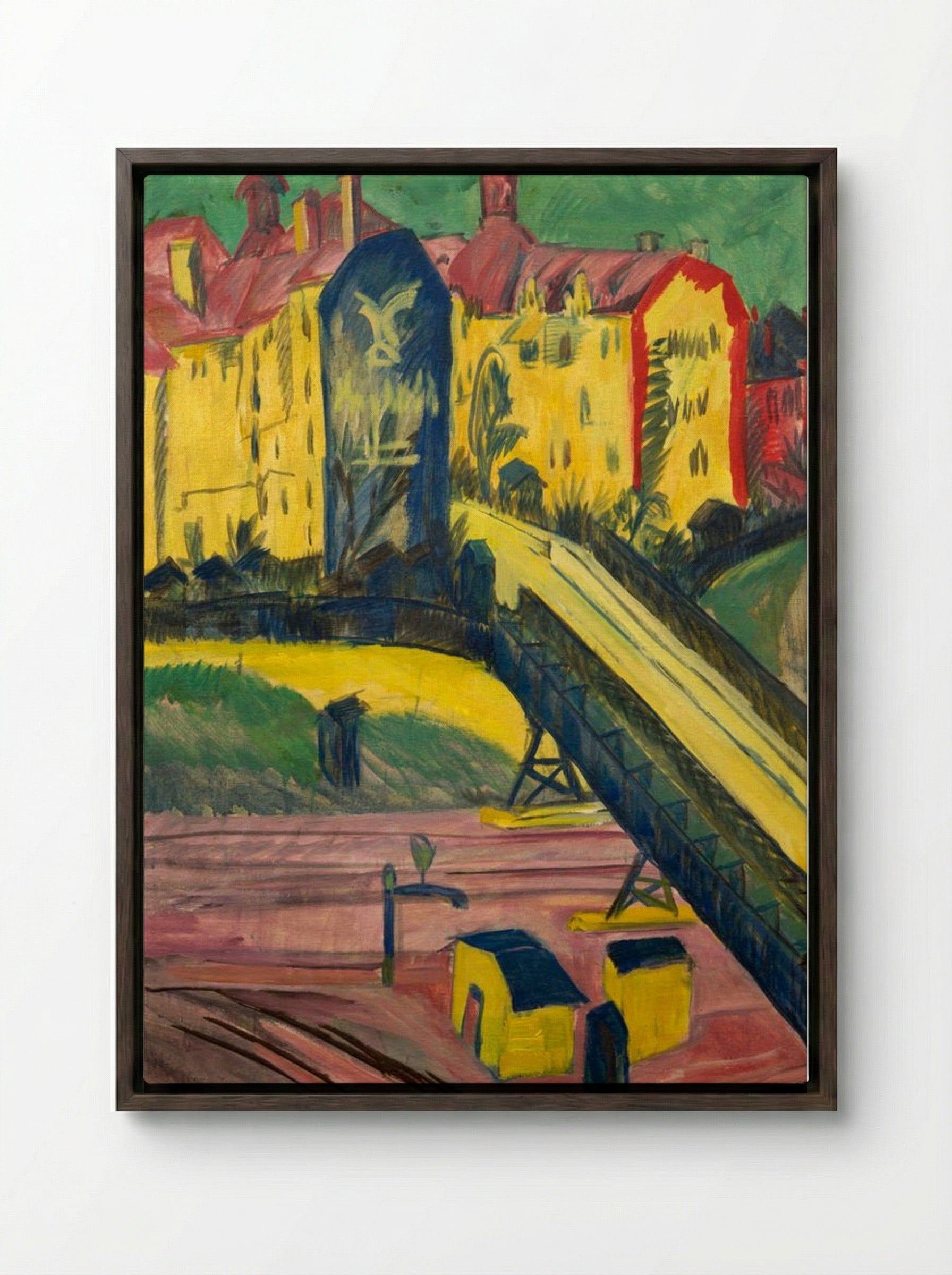 View from the Window - Ernst Ludwig Kirchner - Framed Canvas Dark Wood