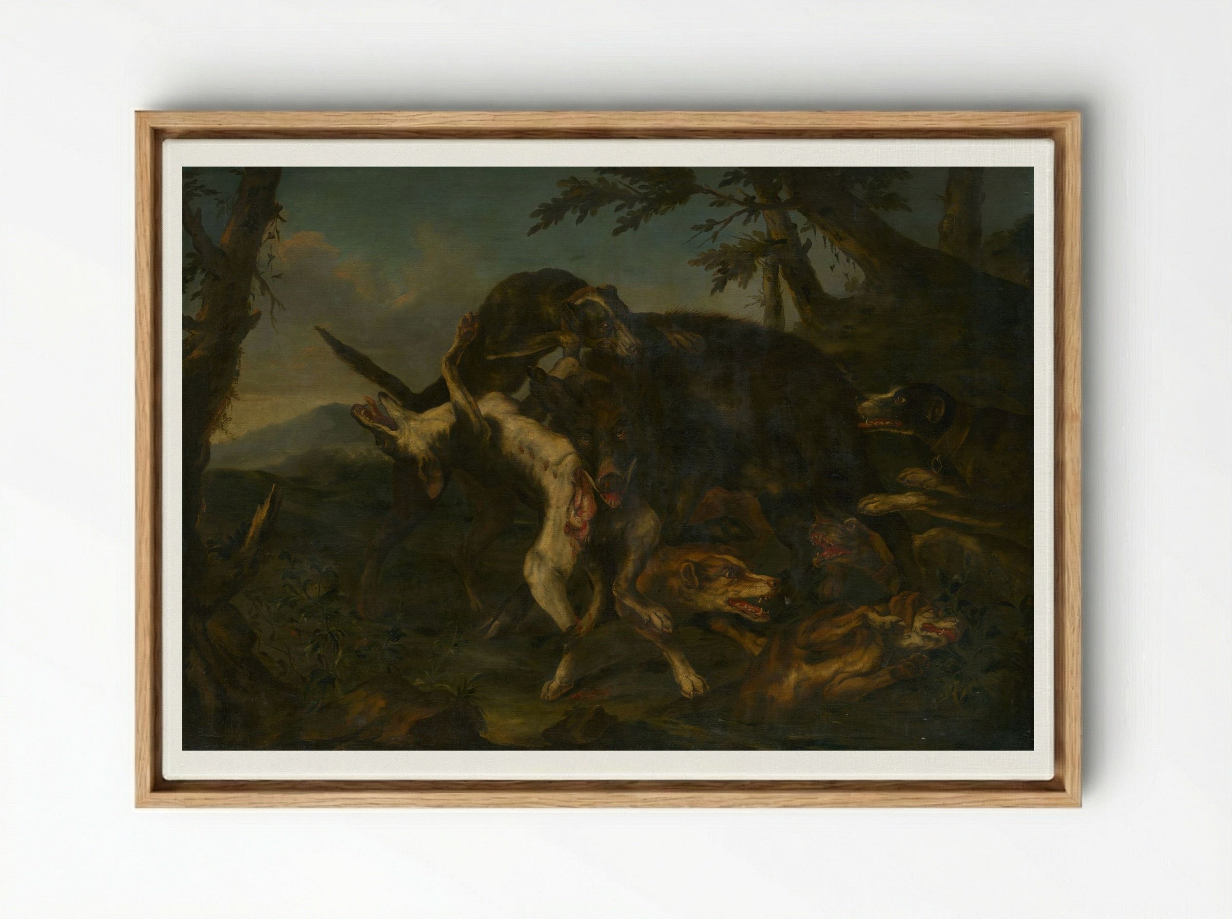 Boar Hunt - Frans Snyders - Framed Canvas Wood