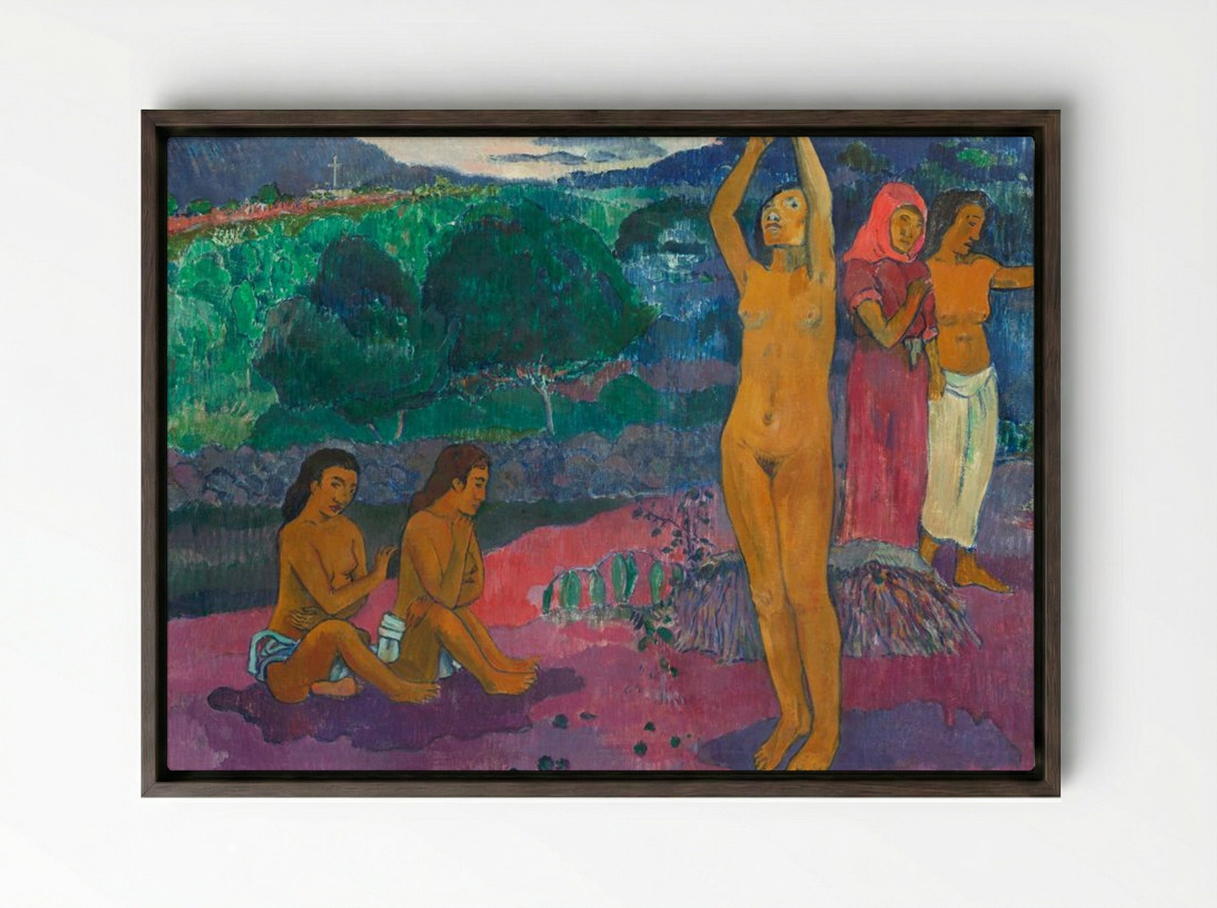 The Invocation - Paul Gauguin - Framed Canvas Dark Wood