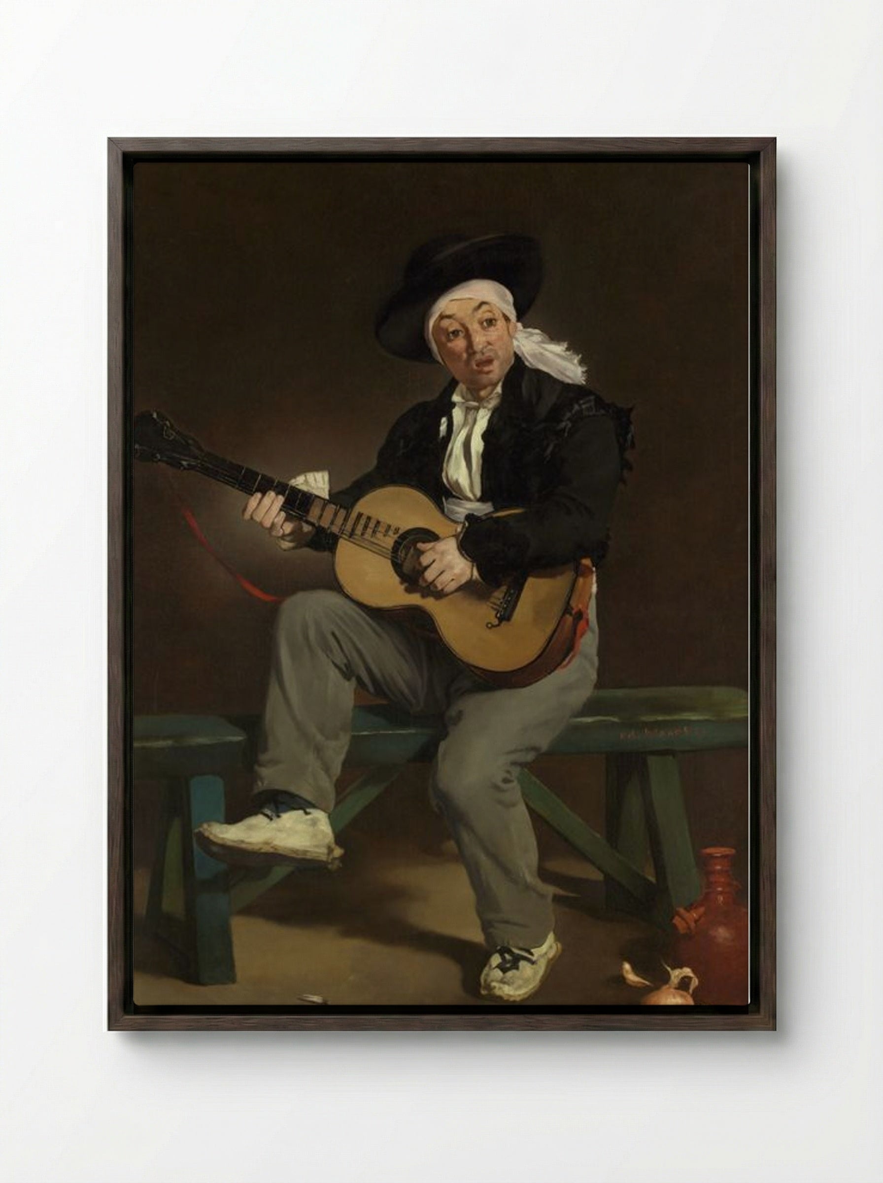 The Spanish Singer - Édouard Manet - Framed Canvas Dark Wood
