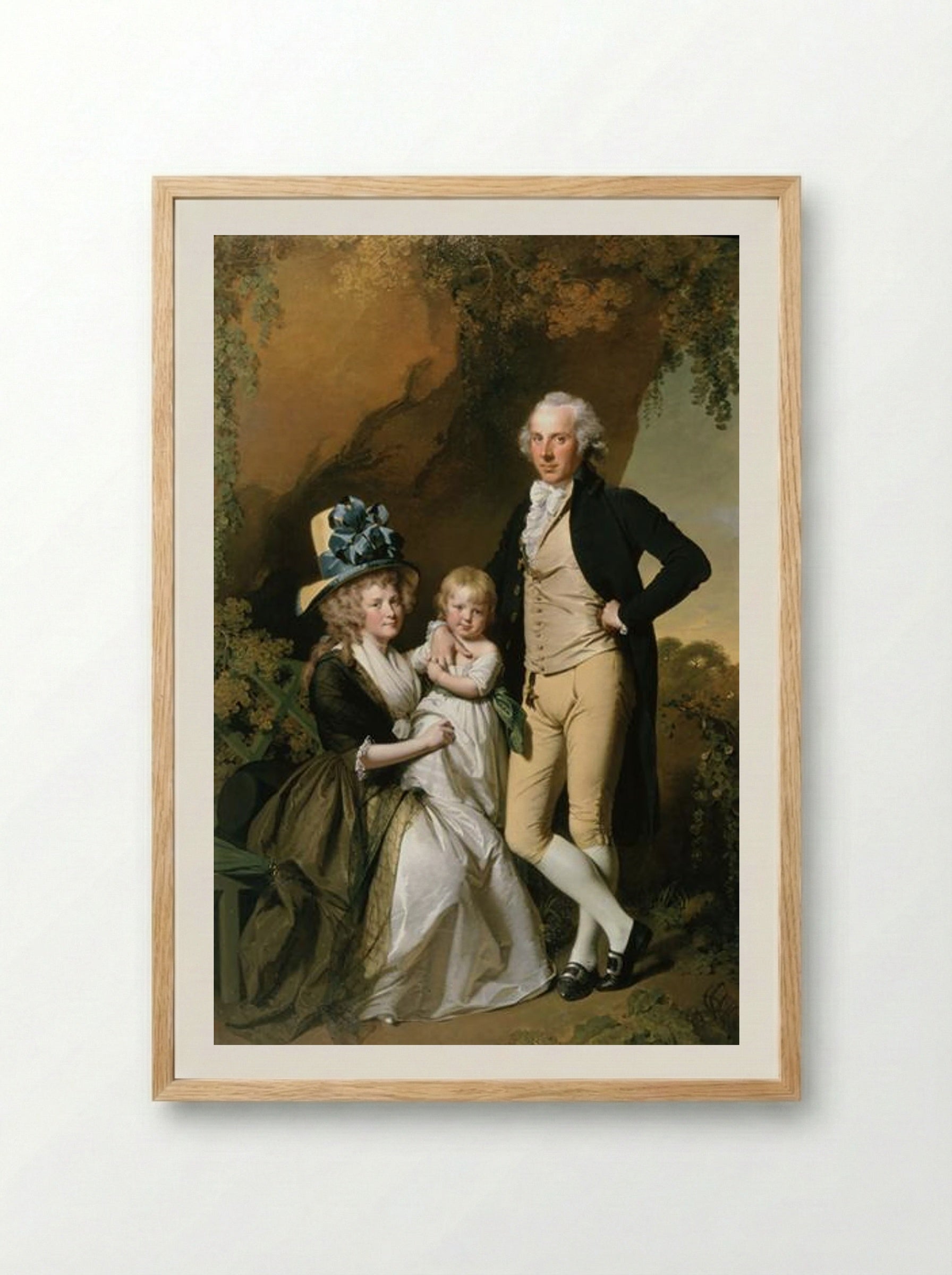 Portrait of Richard Arkwright Junior with his Wife Mary and Daughter Anne - Joseph Wright - Framed Print Wood
