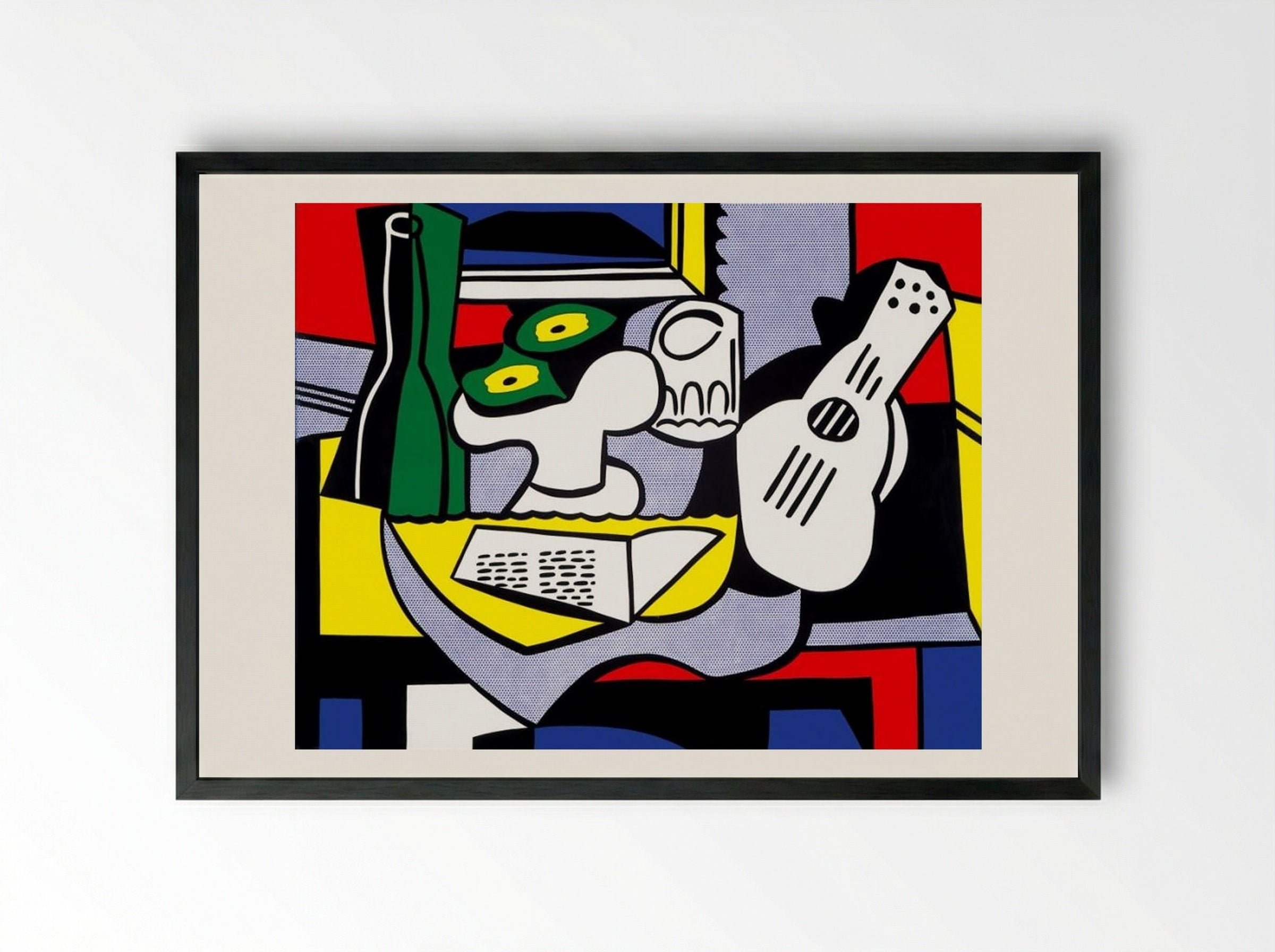 Still Life after Picasso - Roy Lichtenstein - Framed Print Black