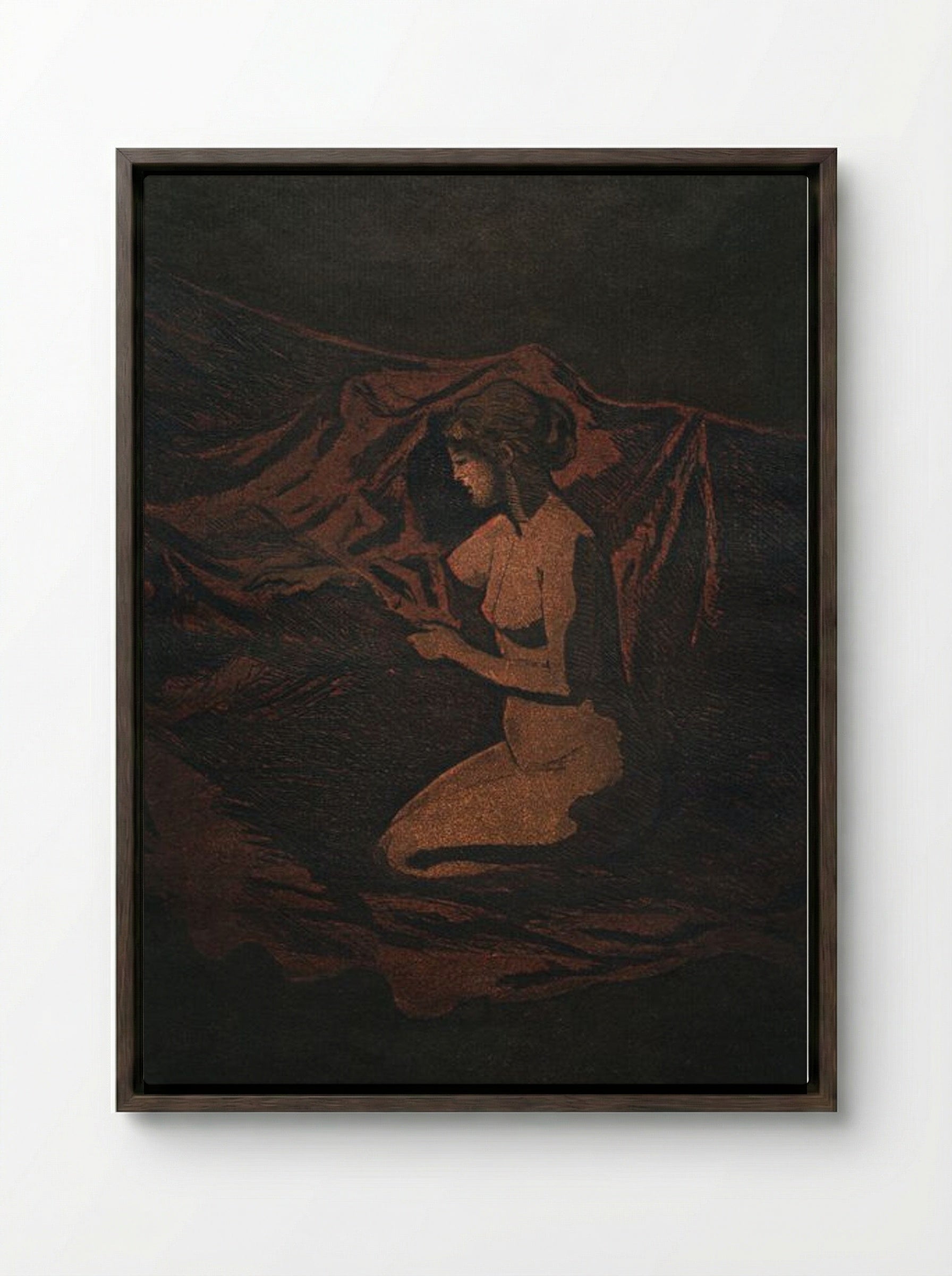 Embers Glow - Théodore Roussel - Framed Canvas Dark Wood