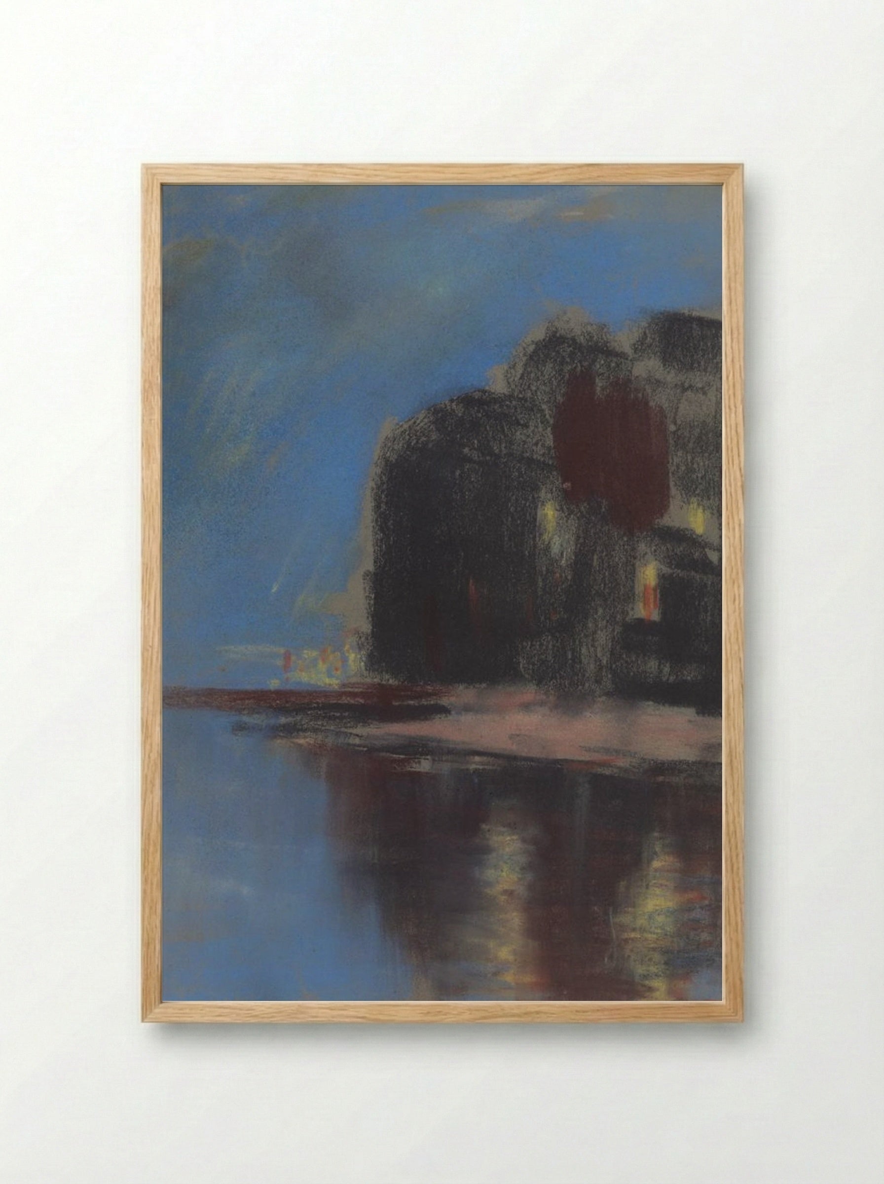 Blue Lake Under Black Rock - Zolo Palugyay - Framed Print Wood