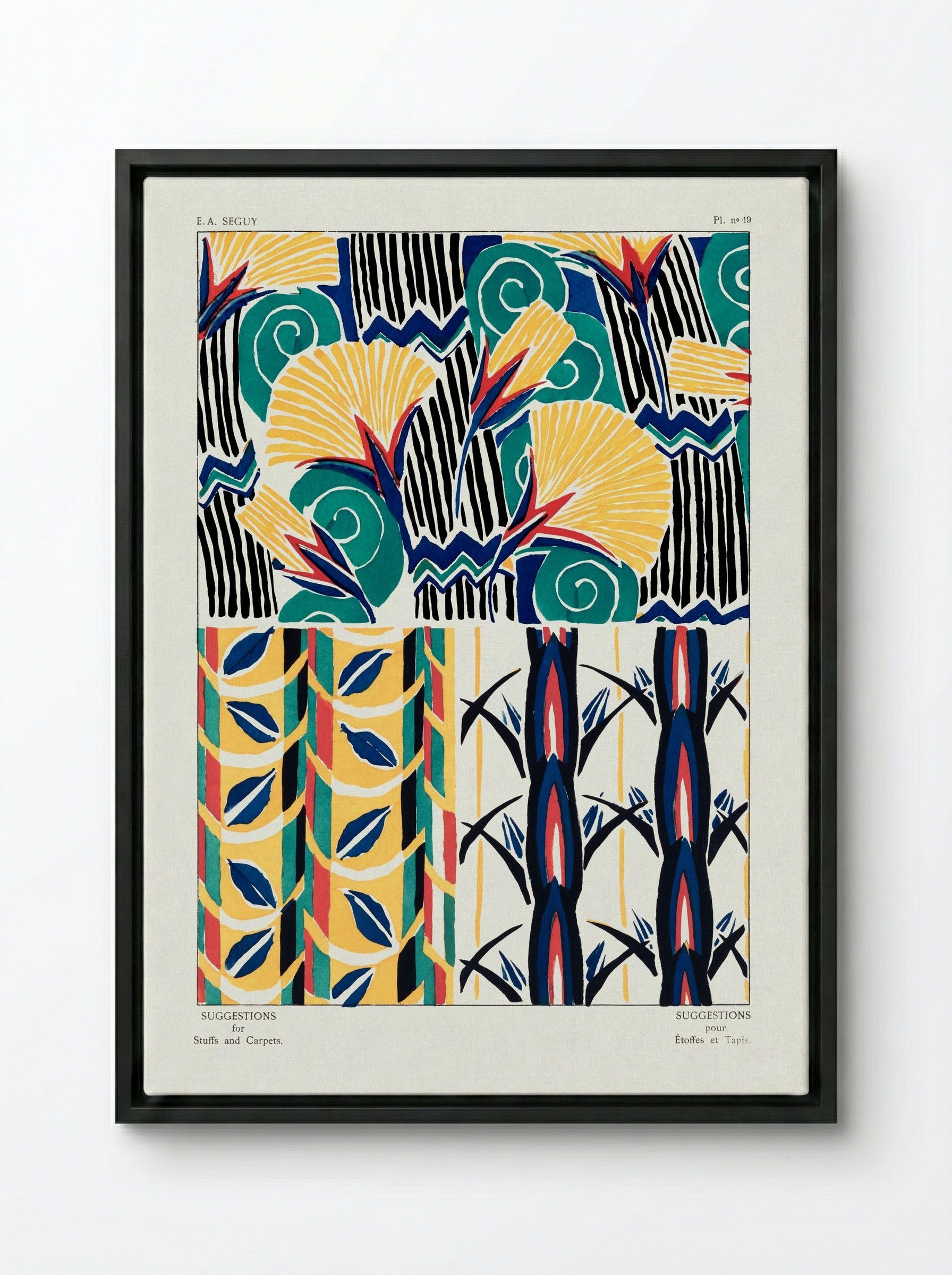 Suggestions for Stuffs and Carpets, Plate 19 - Émile-Allain Séguy - Framed Canvas Black