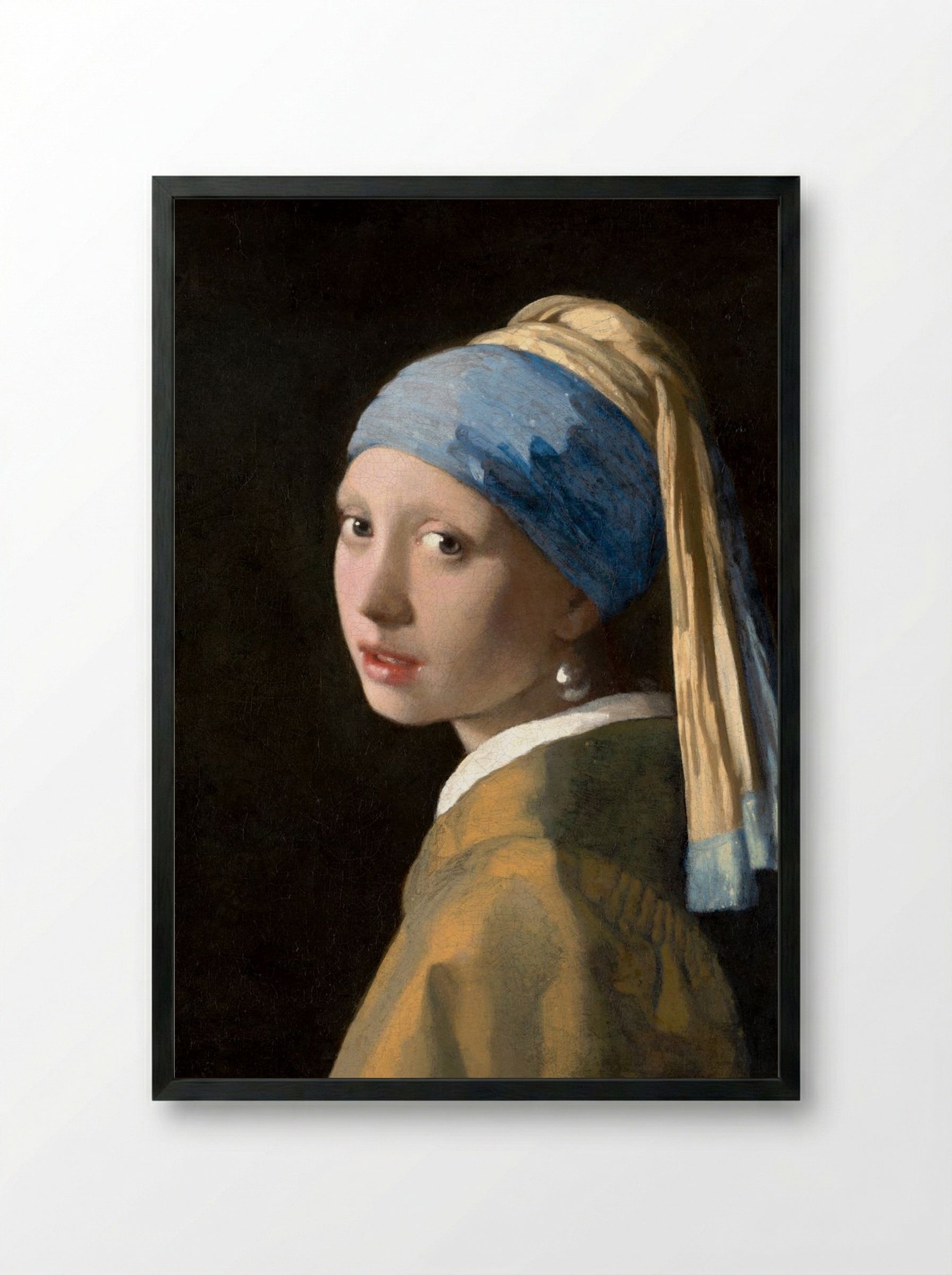 Girl with a Pearl Earring - Johannes Vermeer - Framed Print Black
