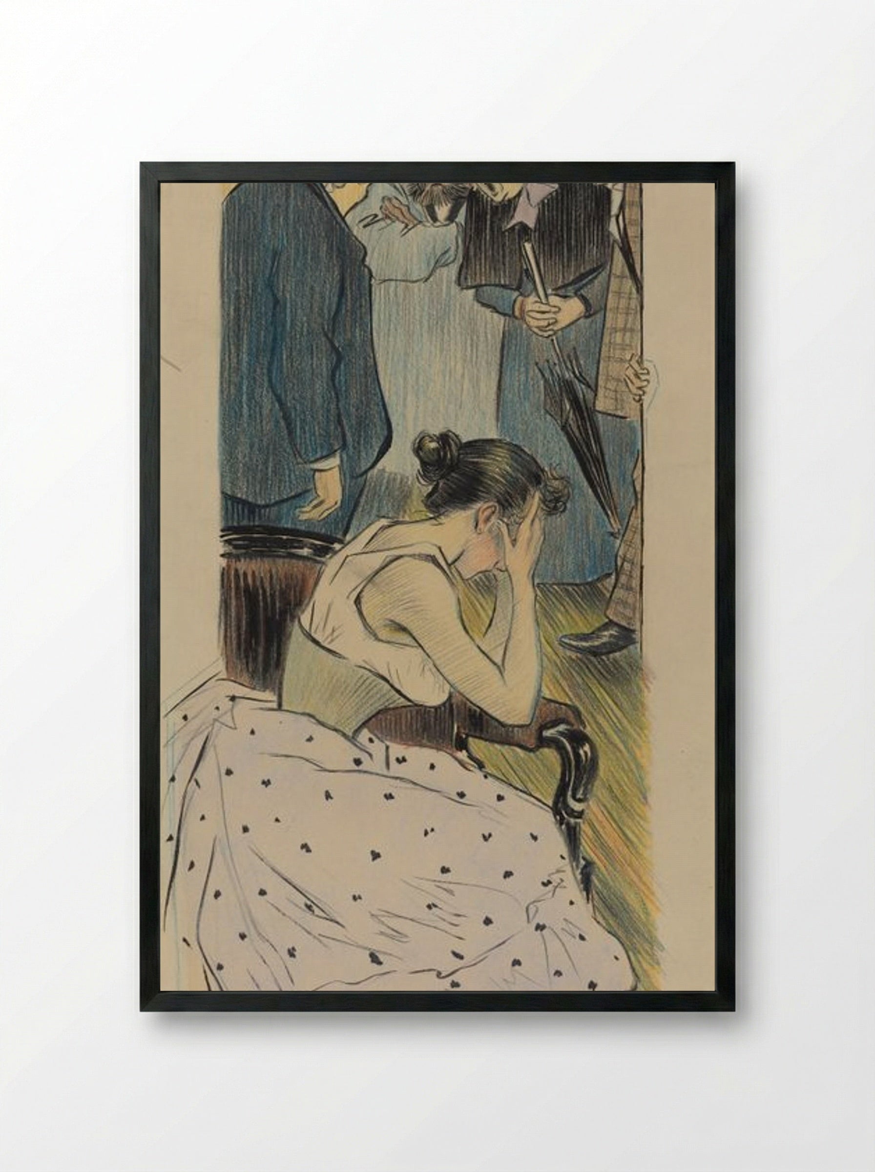 Sa famille (chanson) - Théophile Alexandre Steinlen - Framed Print Black