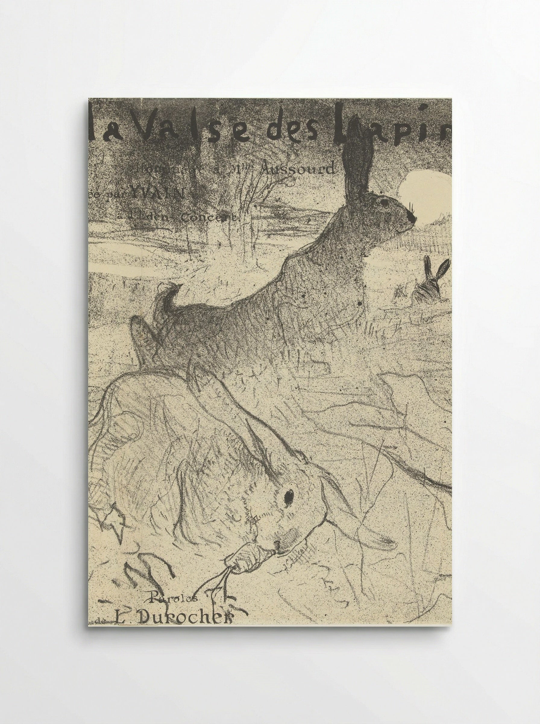 Omslag voor muziekblad met lied La Valse des Lapins met konijnen in landschap - Henri de Toulouse-Lautrec - Poster