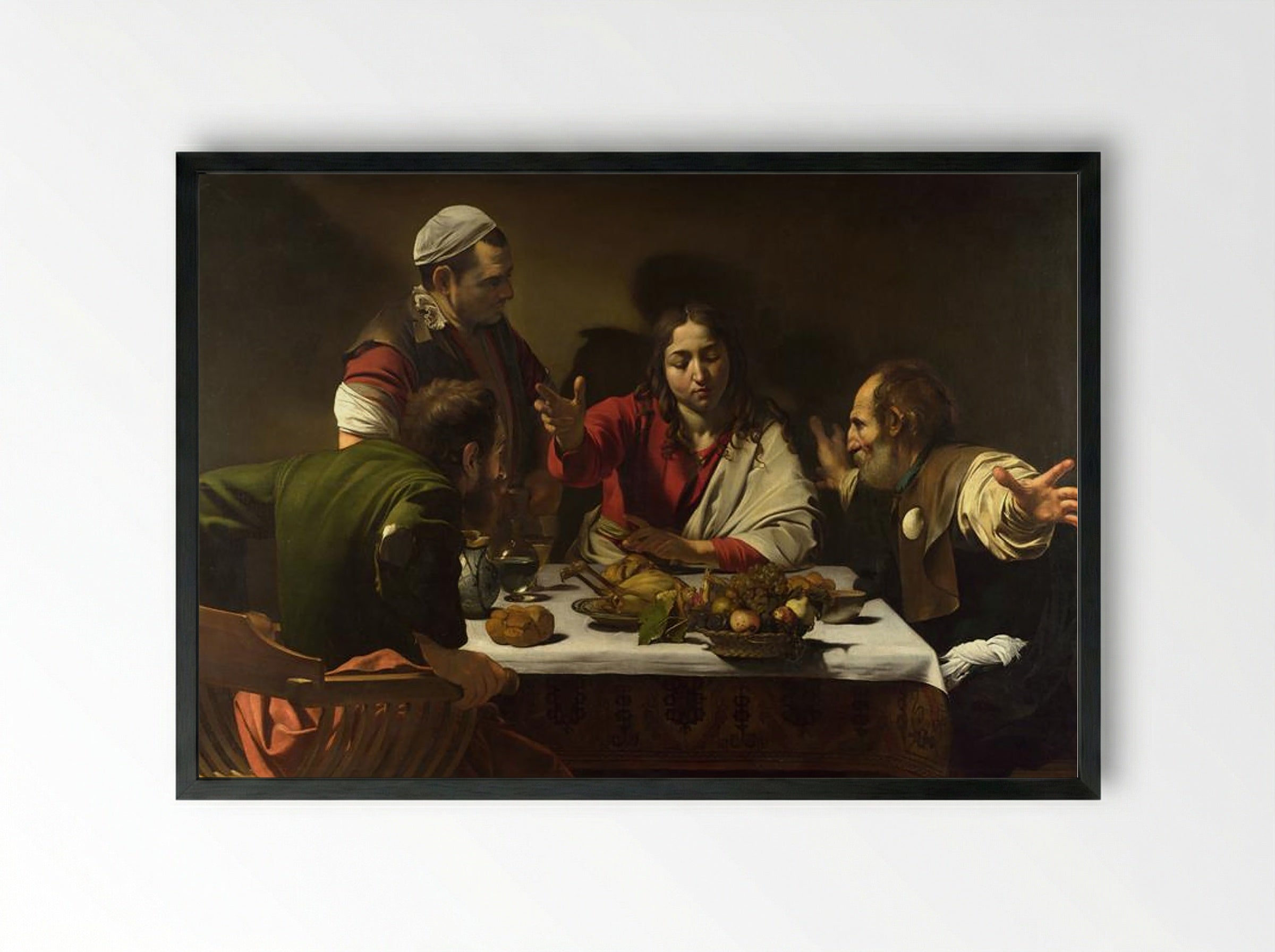 Supper at Emmaus - Caravaggio - Framed Print Black