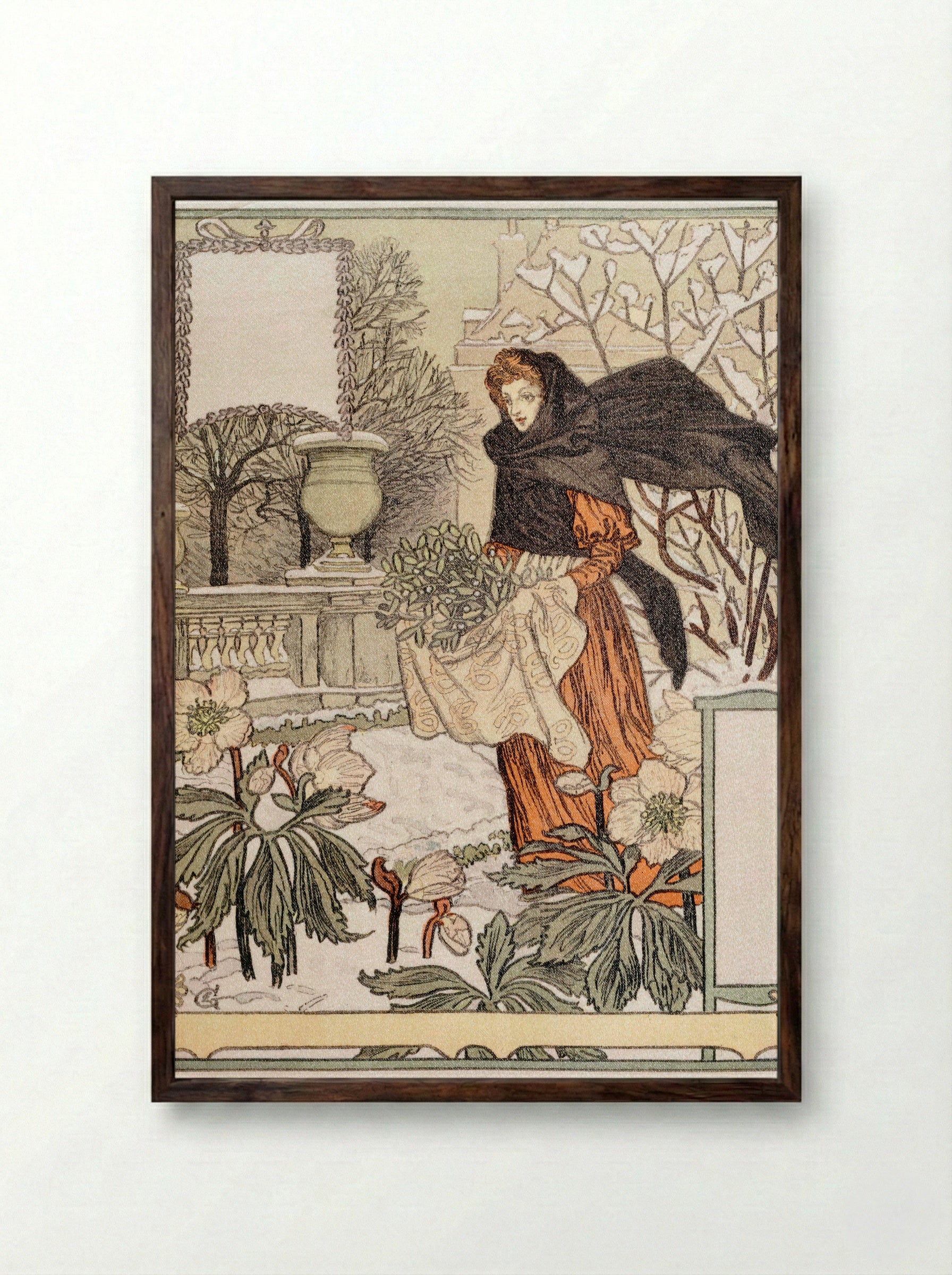 Allégorie du mois de Décembre - Eugène Grasset - Framed Print Dark Wood