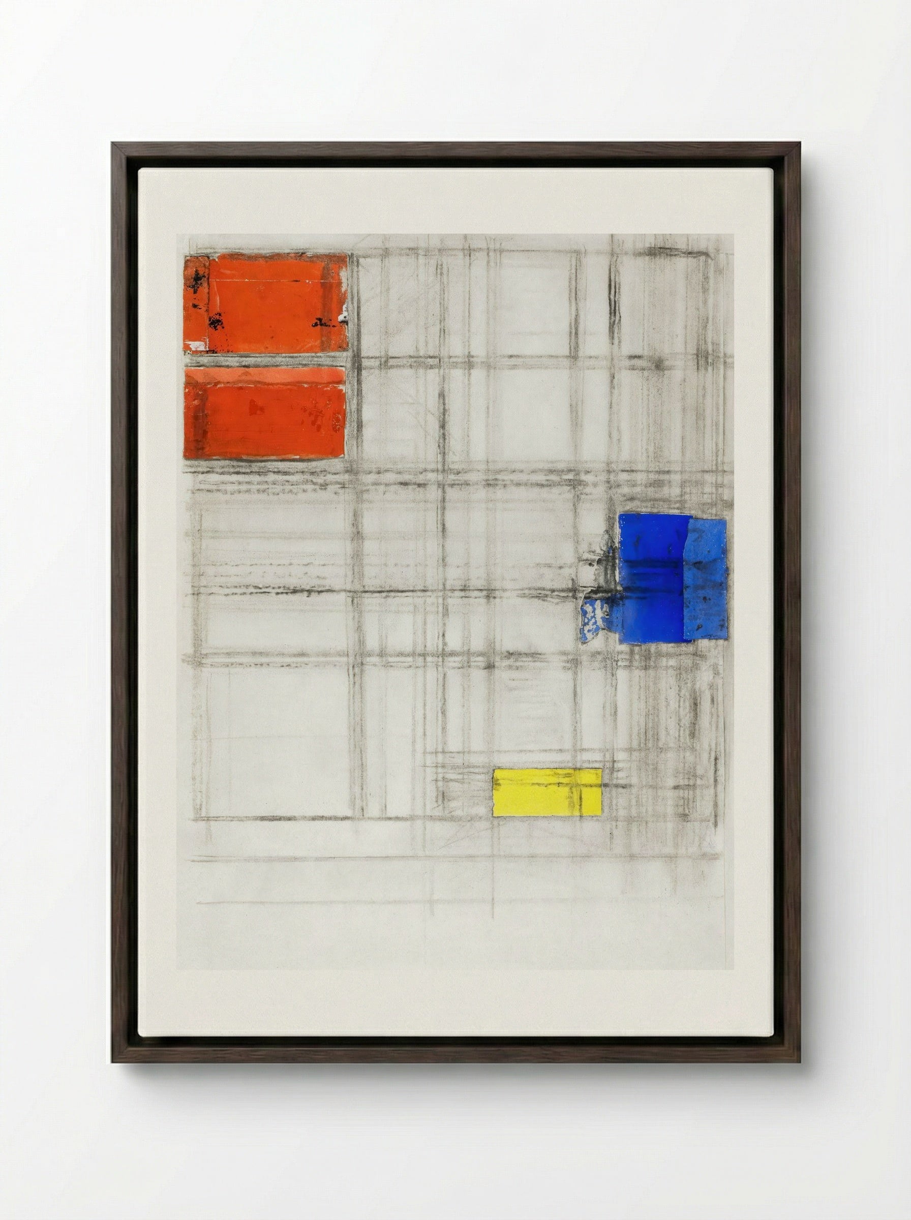 Study for a Composition - Piet Mondrian - Framed Canvas Dark Wood