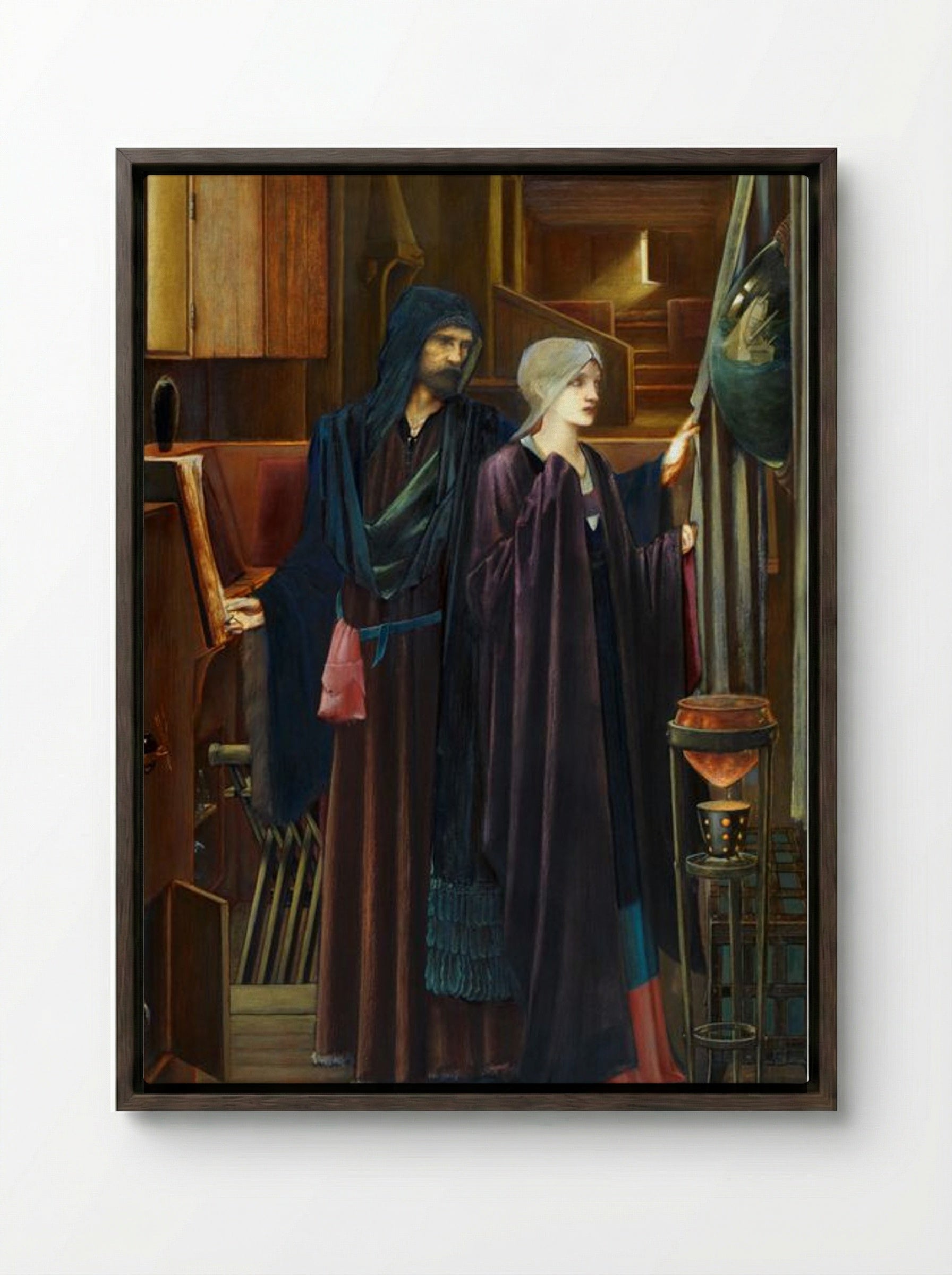 The Car of Love - Edward Burne-Jones - Framed Canvas Dark Wood
