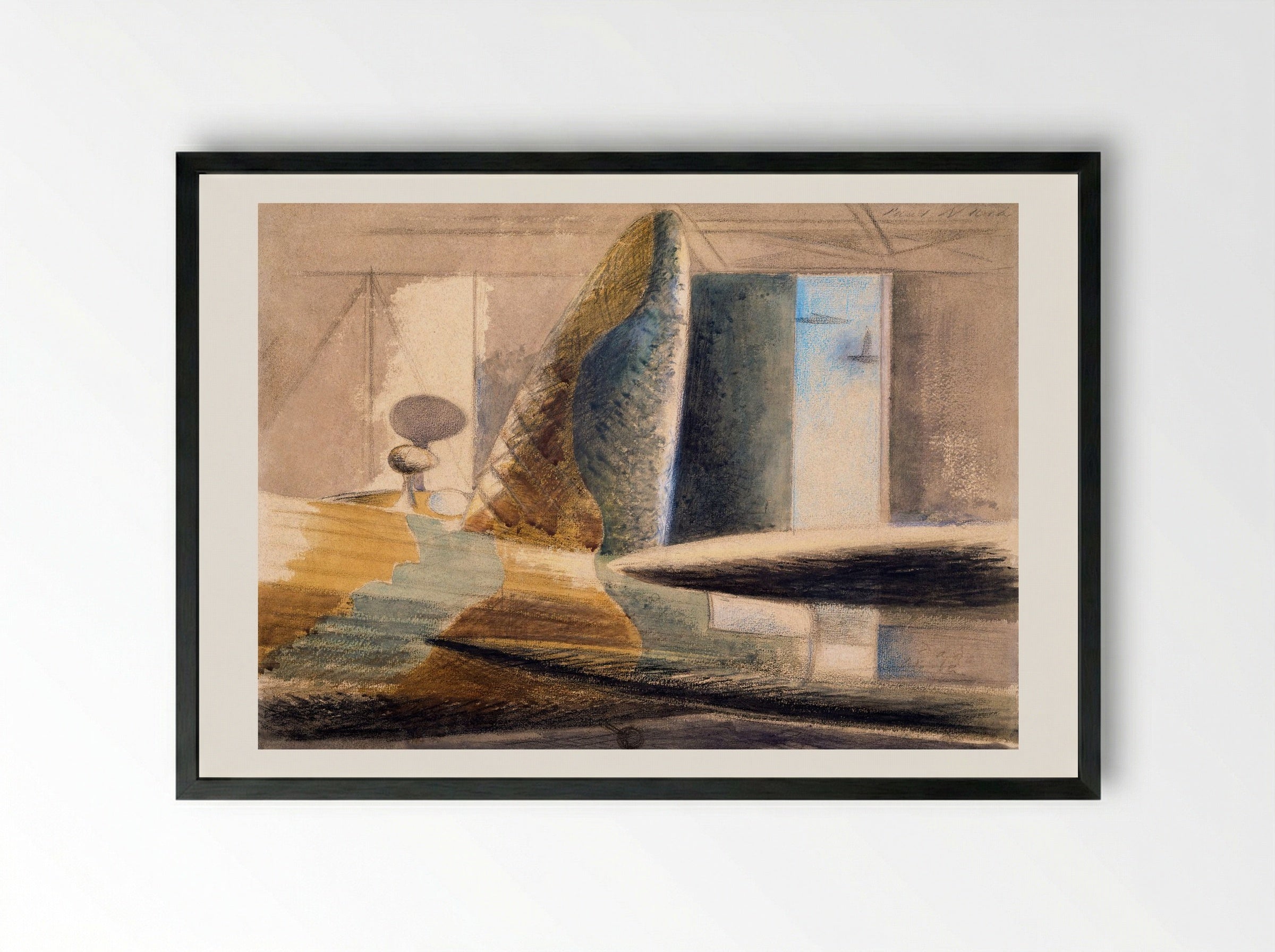 Bomber Lair: Egg and Fin - Paul Nash - Framed Print Black