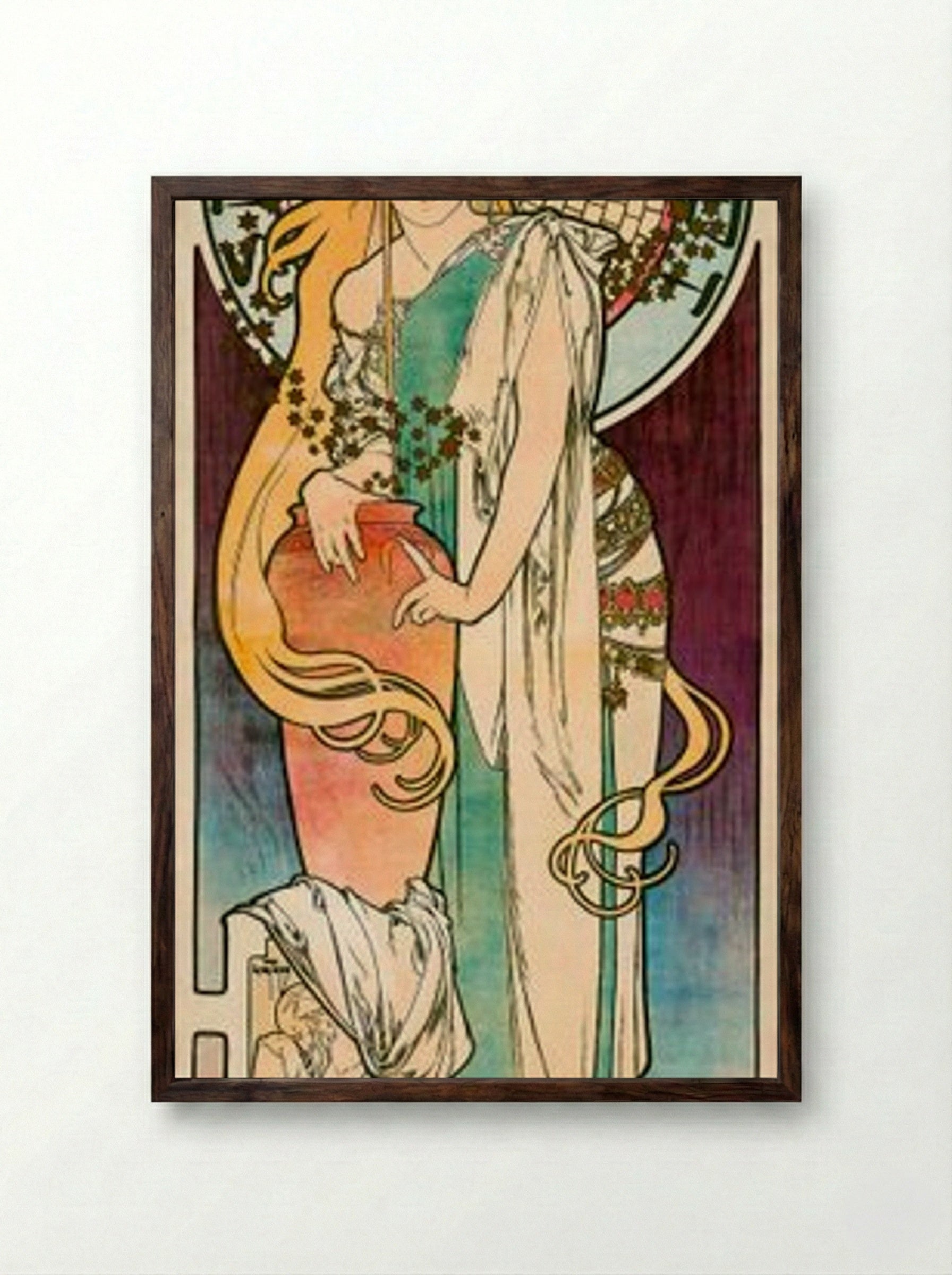 La Samaritaine - Alphonse Mucha - Framed Print Dark Wood