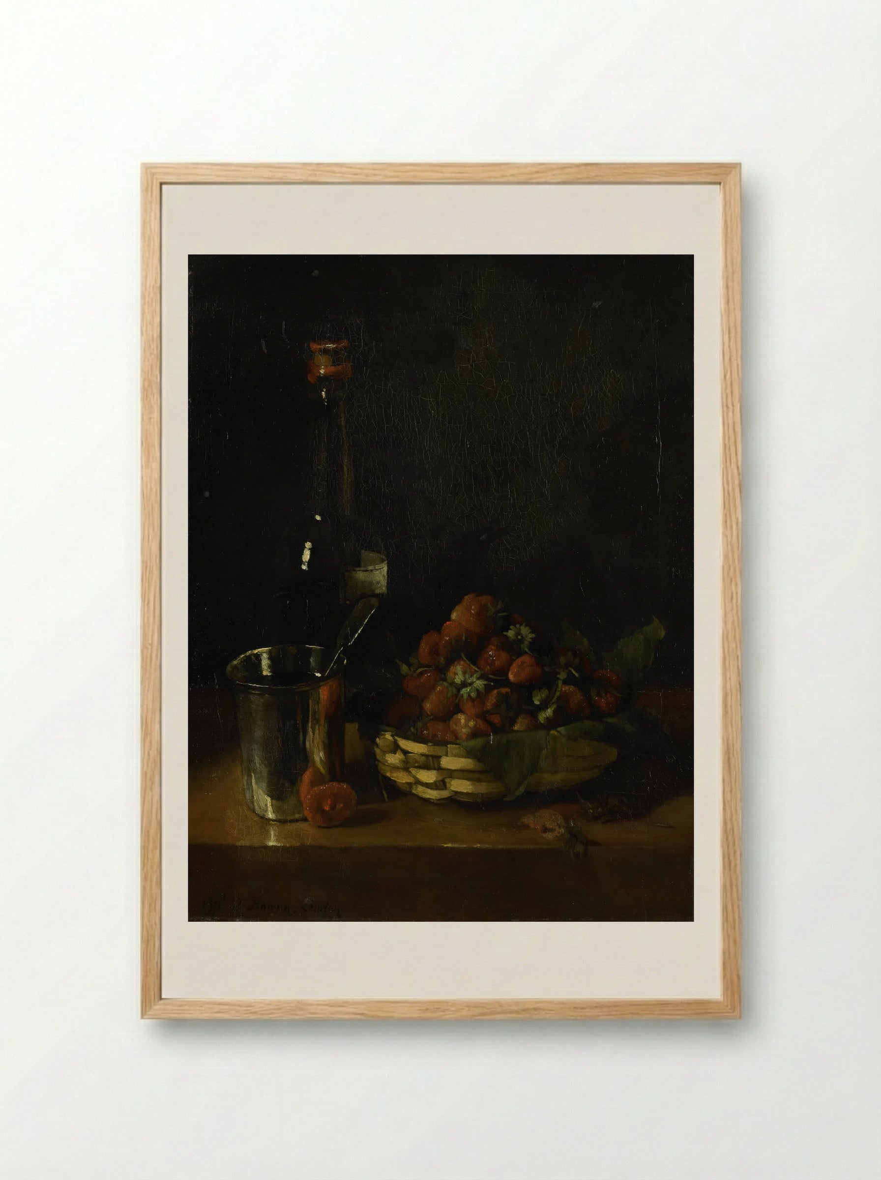 Still Life with Strawberries - François Bonvin - Framed Print Wood