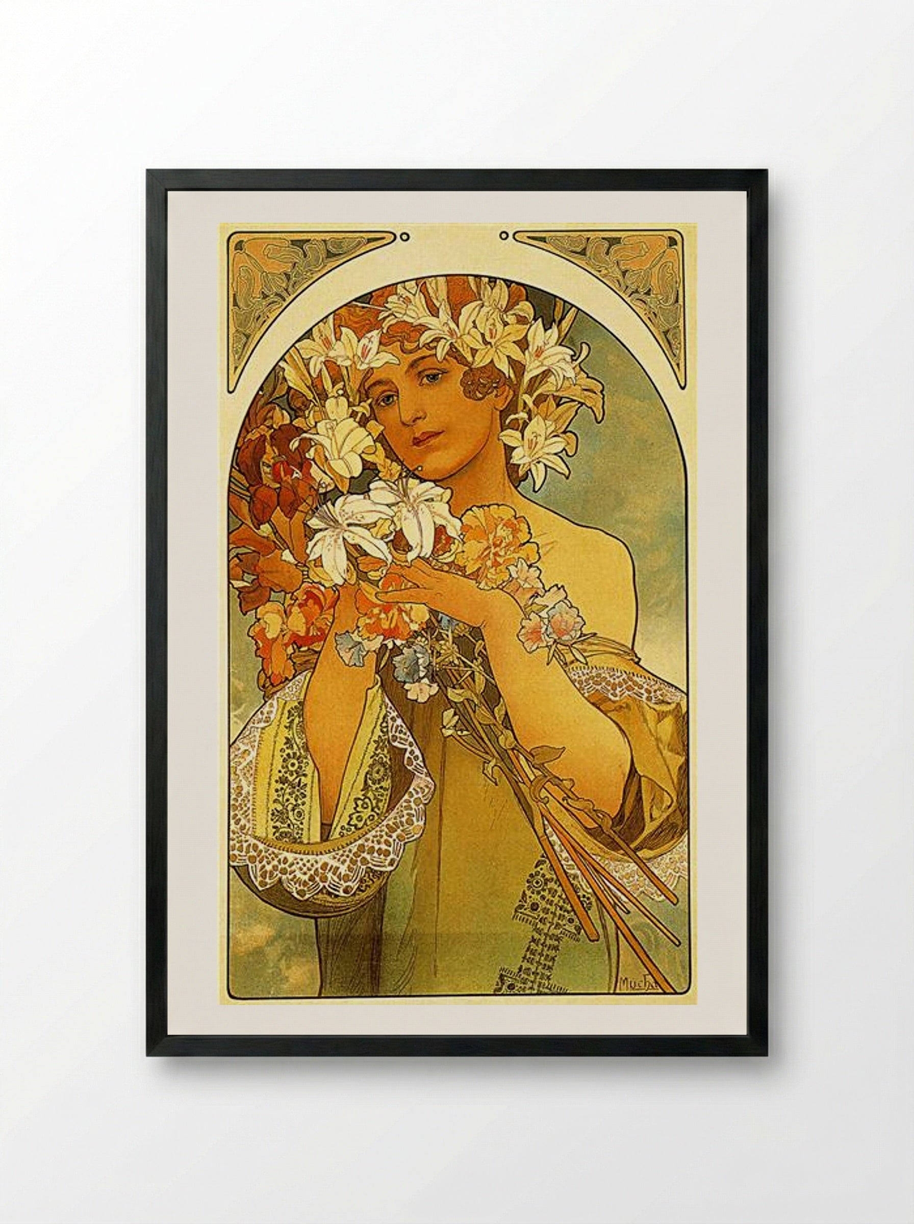 Flower - Alphonse Mucha - Framed Print Black