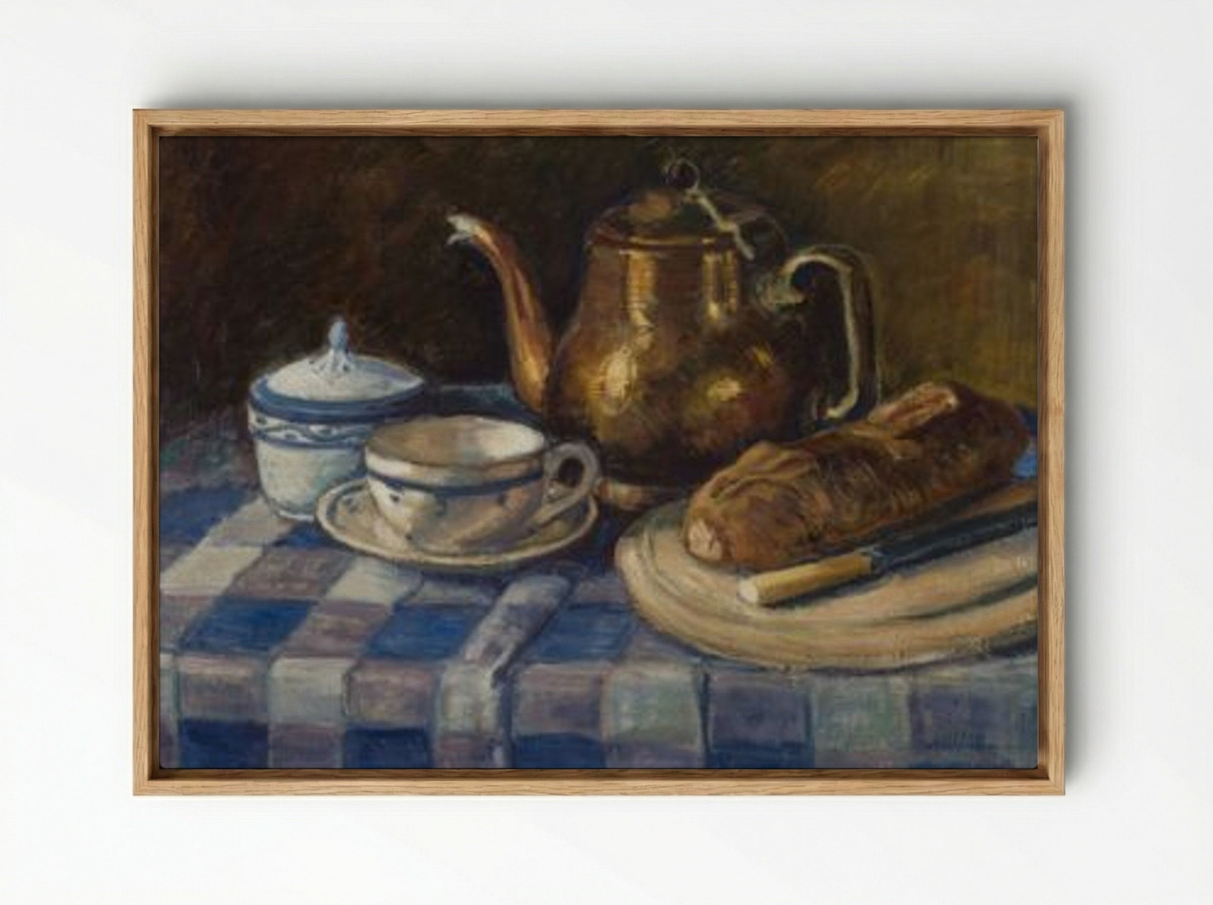 Still Life with Teapot and Bread - Alfred William Finch - Framed Canvas Wood