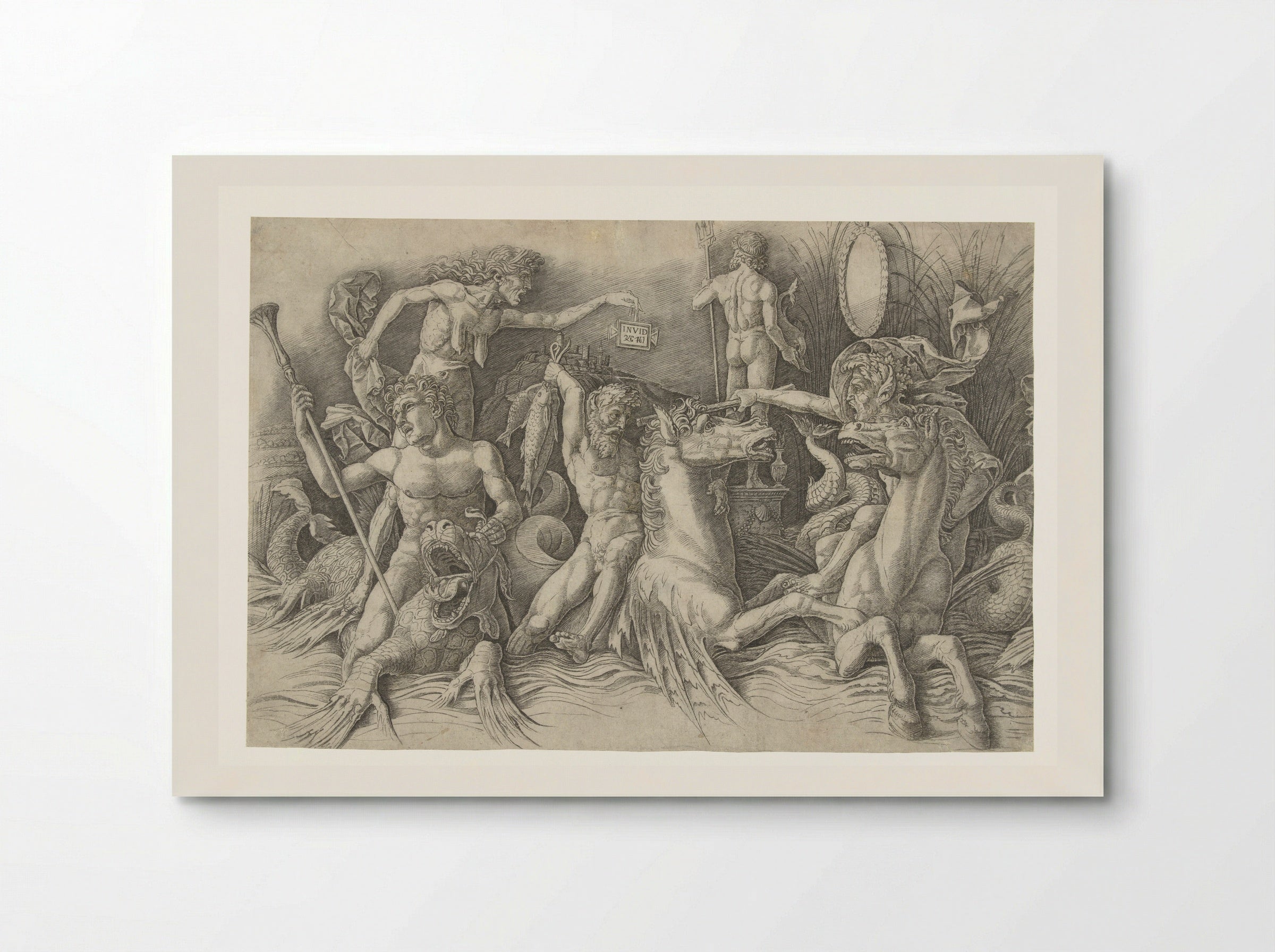 Battle of the Sea Gods, with Envy (Invidia) on the Left - Andrea Mantegna - Poster