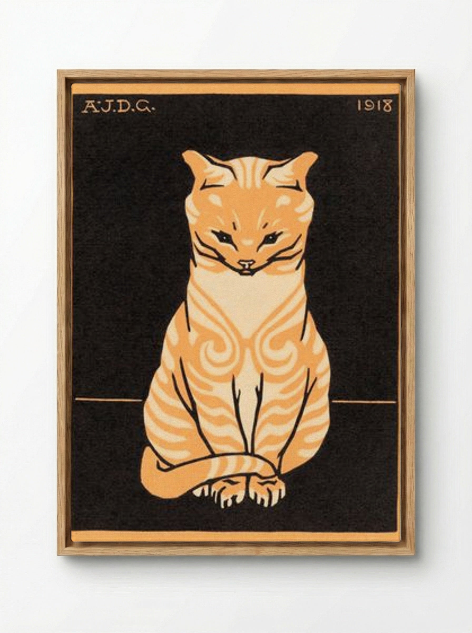 Sitting Cat - Julie de Graag - Framed Canvas Wood