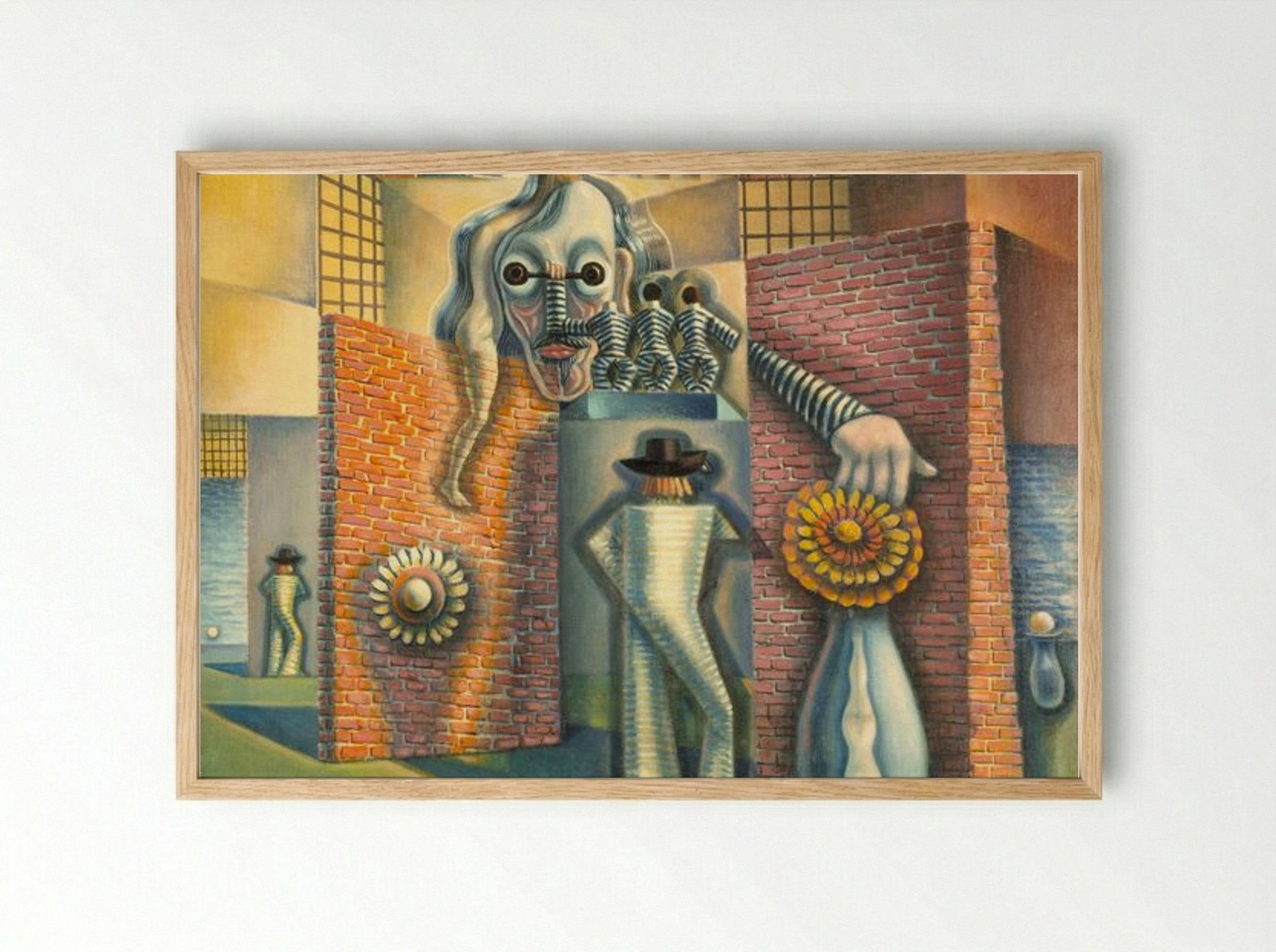 Untitled (Surrealist Composition with Figures) - Benjamin F. Berlin - Framed Print Wood