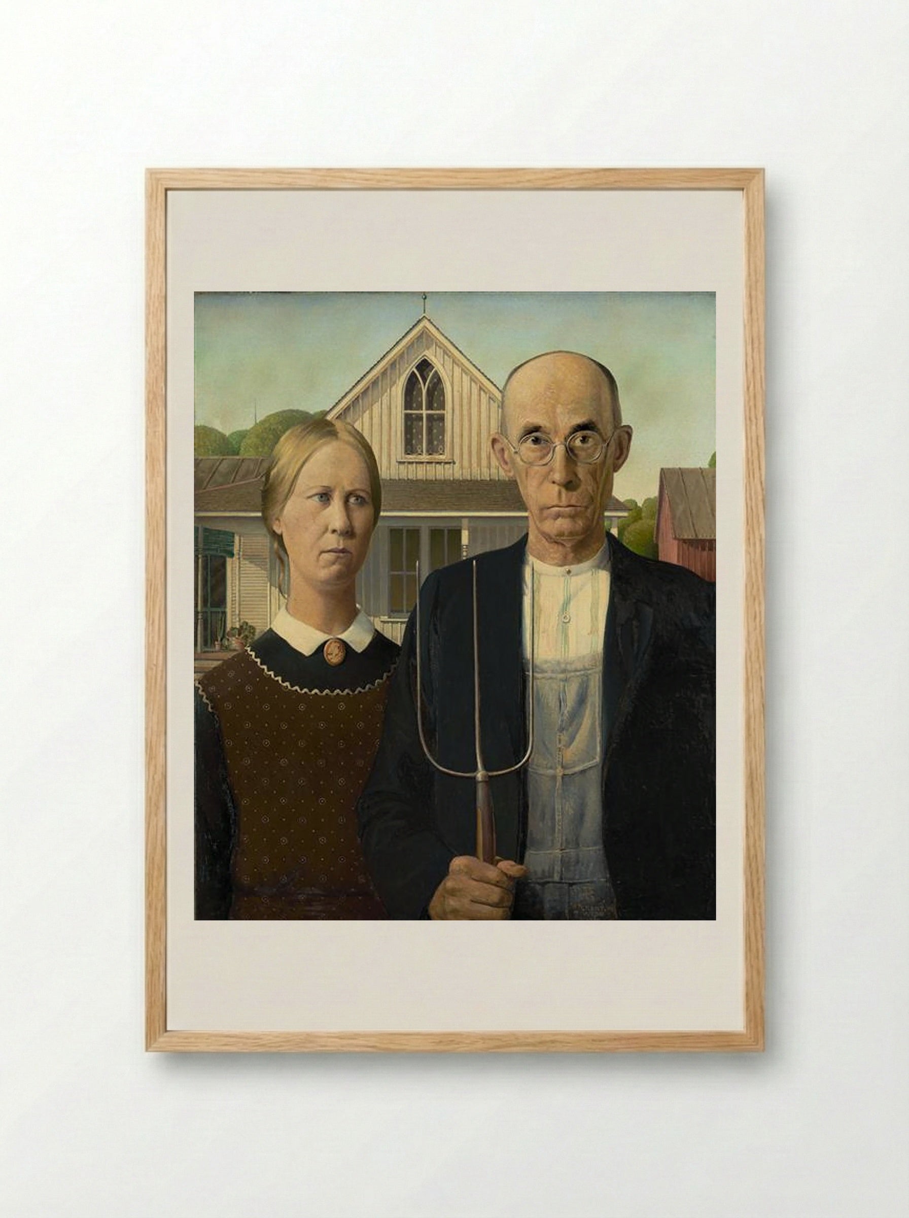 American Gothic - Grant Wood - Framed Print Wood
