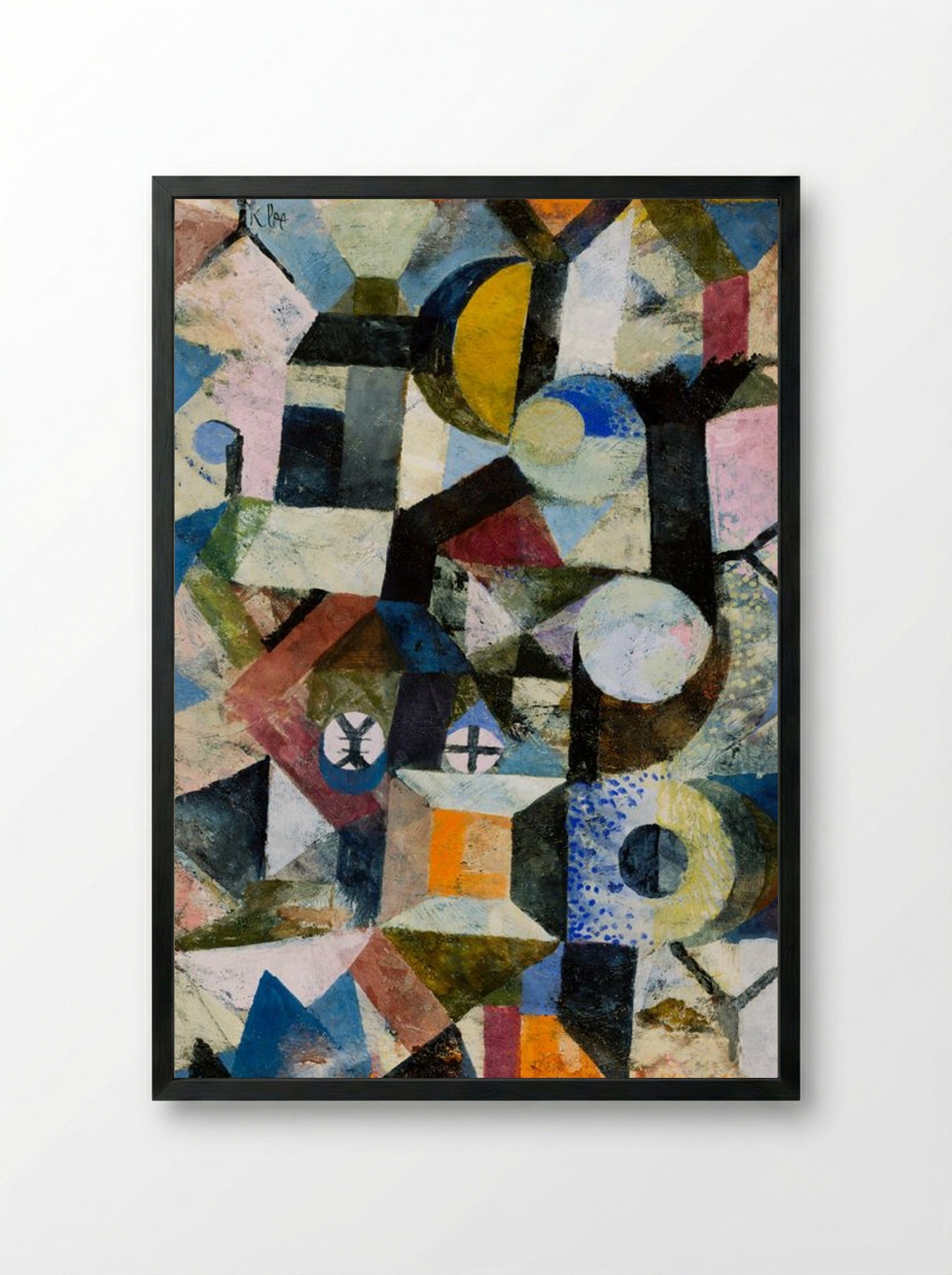 Composition with the Yellow Half-Moon and the Y - Paul Klee - Framed Print Black