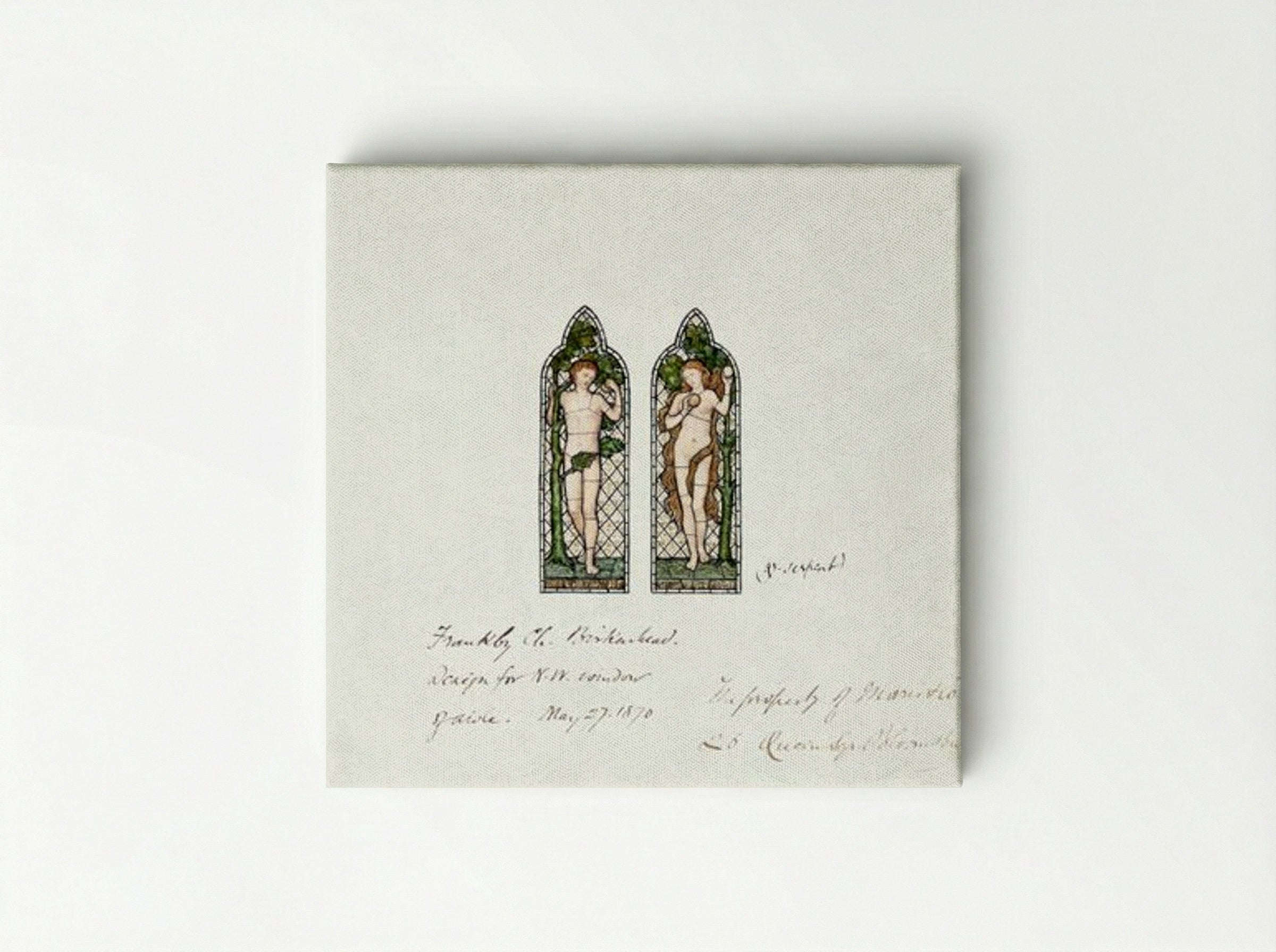 Design for Stained Glass Window: Adam and Eve - Fine Art Print - Canvas
