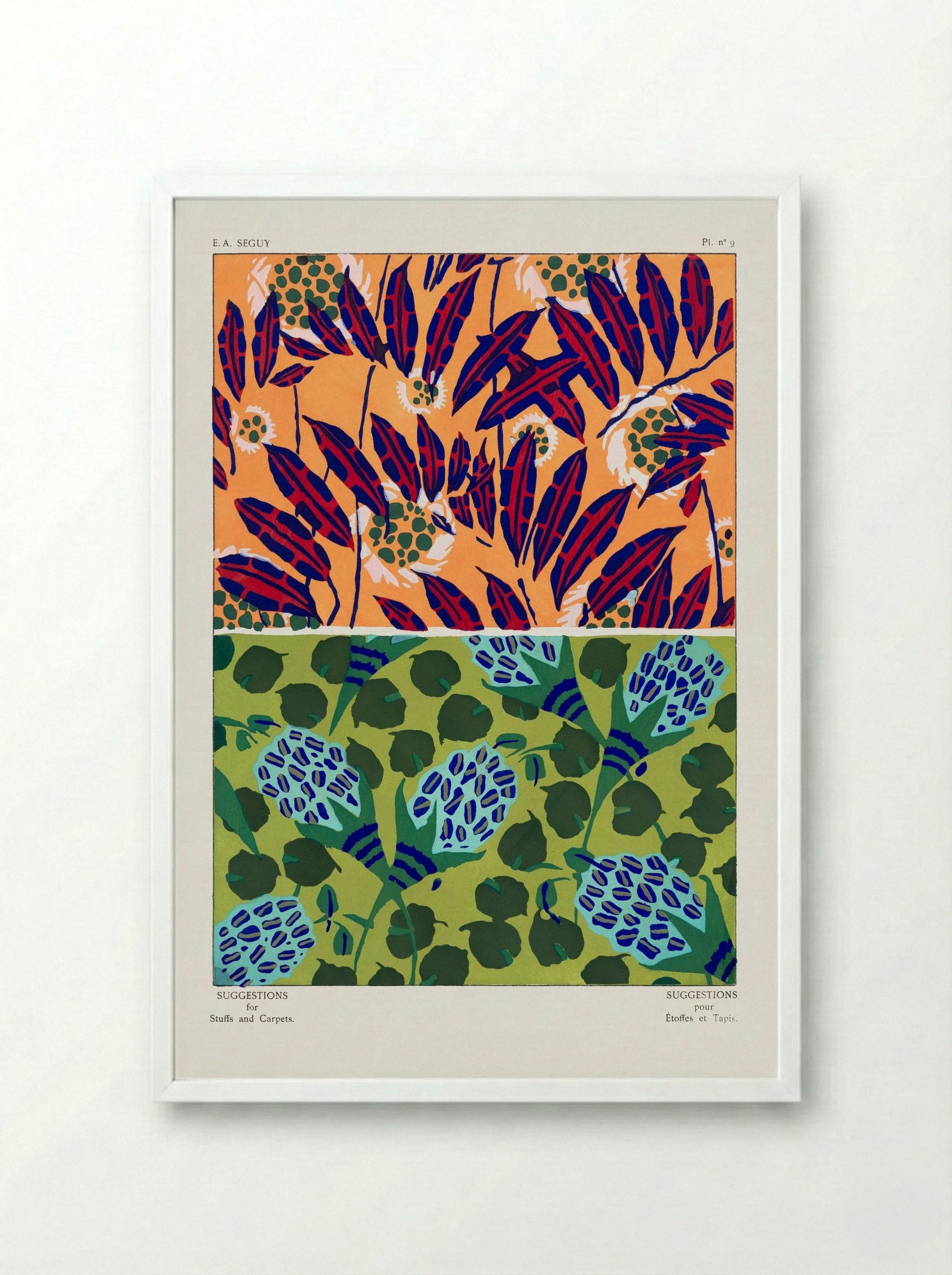 Suggestions for Stuffs and Carpets, Plate 9 - Émile-Allain Séguy - Framed Print White