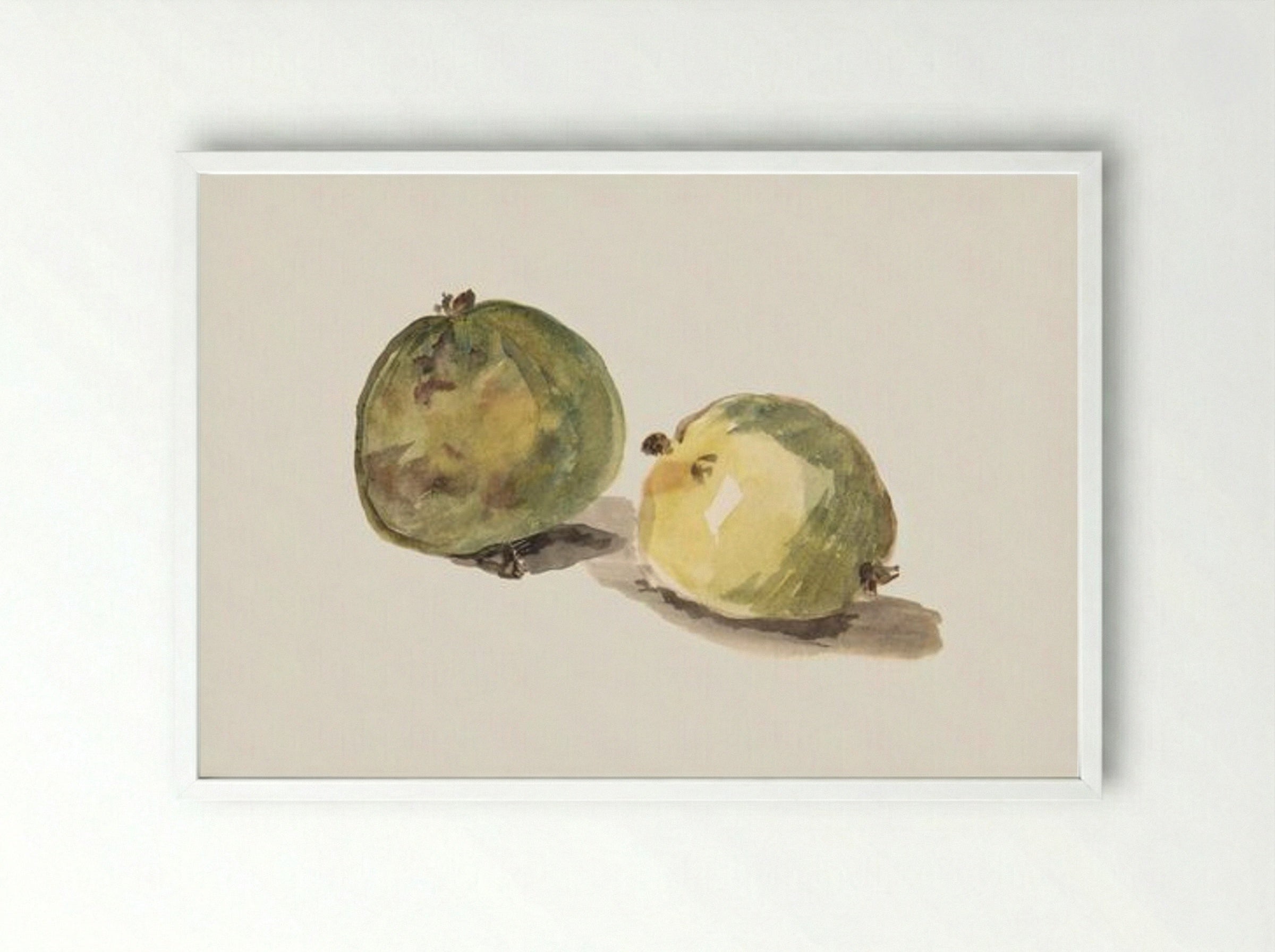 A Letter to Eugène Maus, Decorated with Two Apples - Édouard Manet - Framed Print White