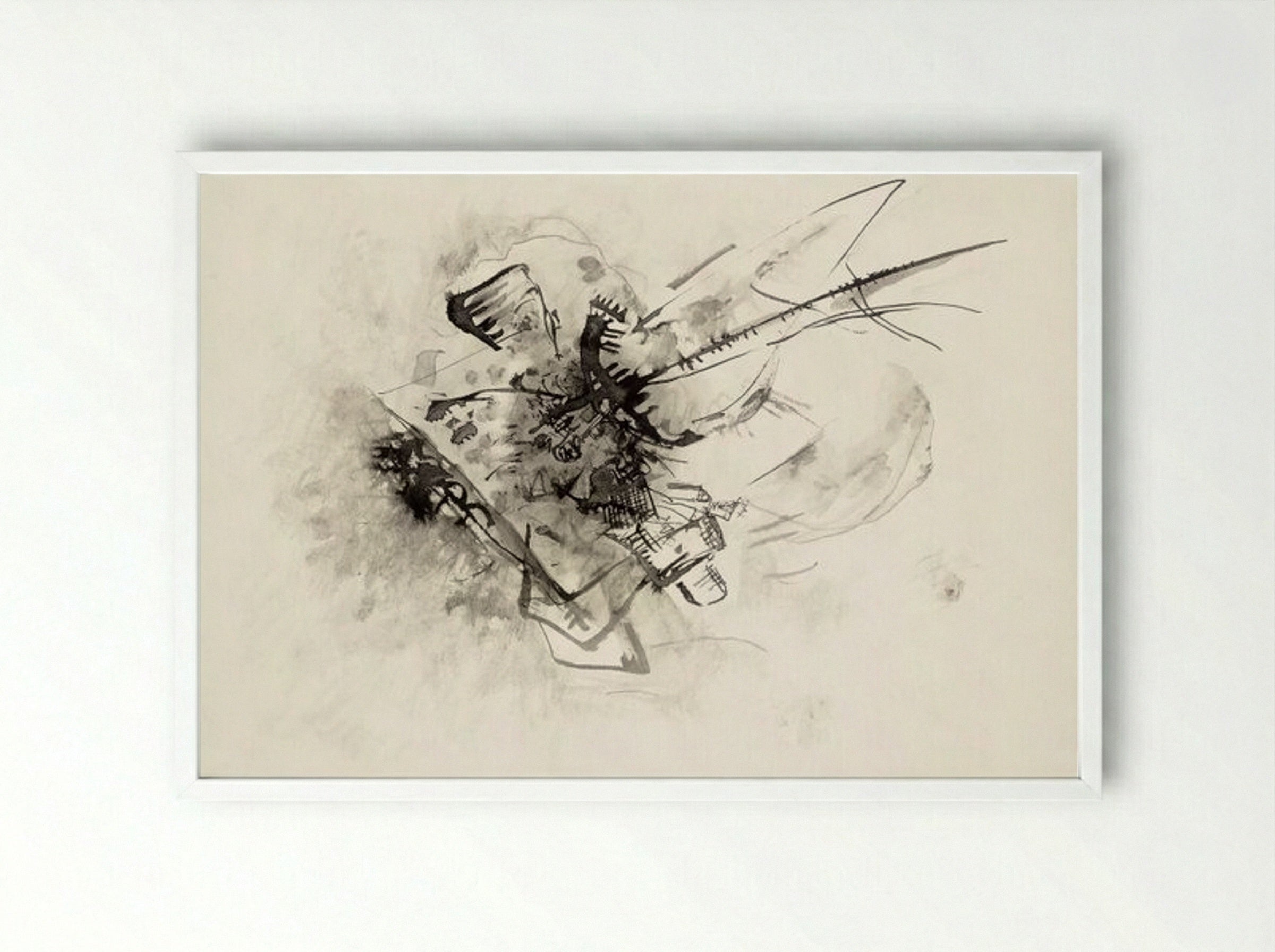 Untitled (Abstract Composition, Ink on Paper) - Wassily Kandinsky - Framed Print White