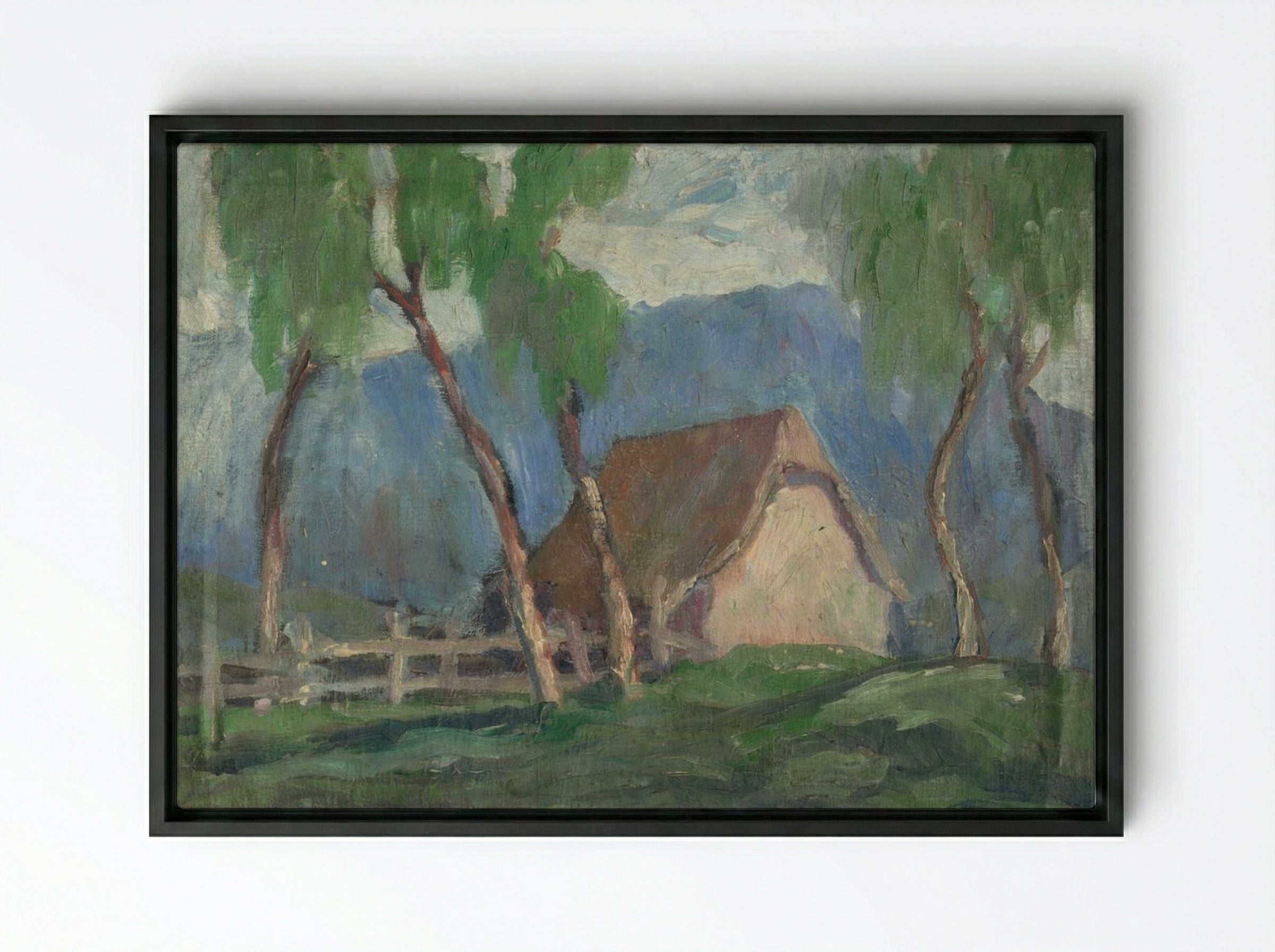 Landscape with Birches - Zolo Palugyay - Framed Canvas Black