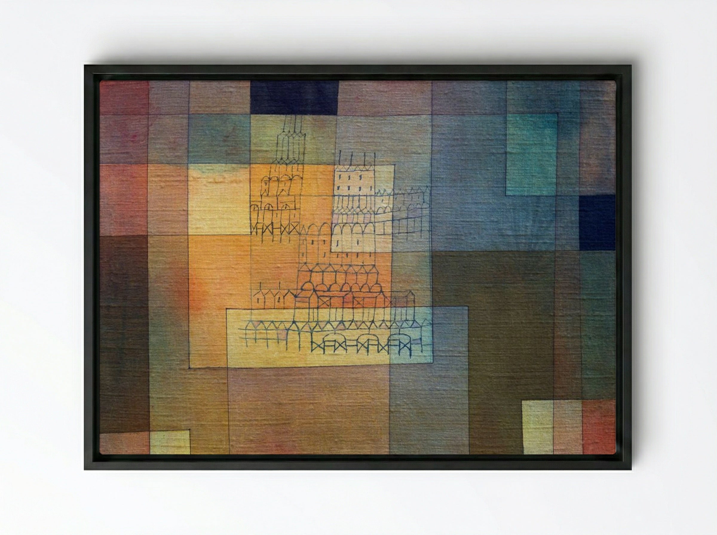 Polyphonic Architecture - Paul Klee - Framed Canvas Black