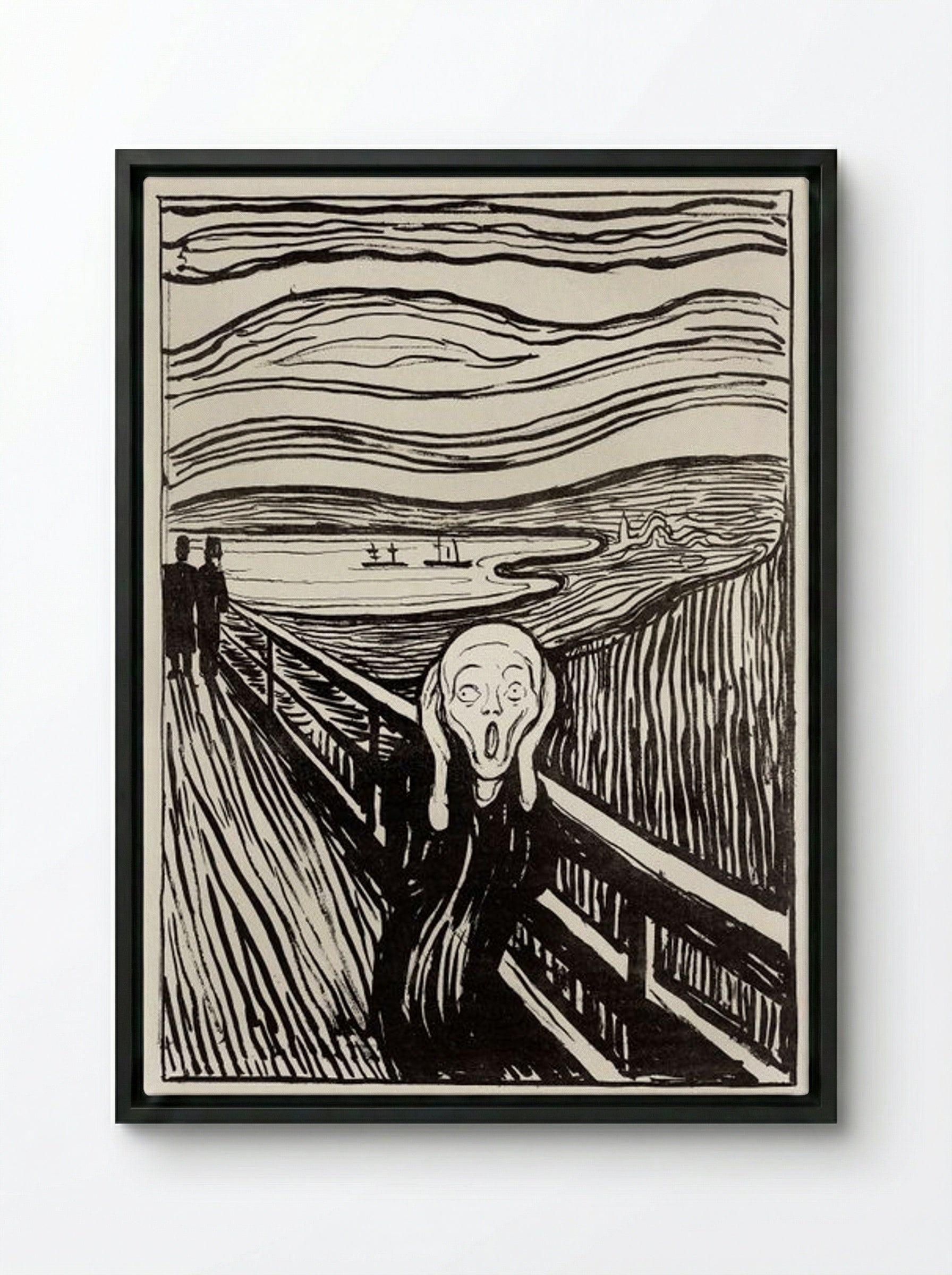 The Scream - Edvard Munch - Framed Canvas Black
