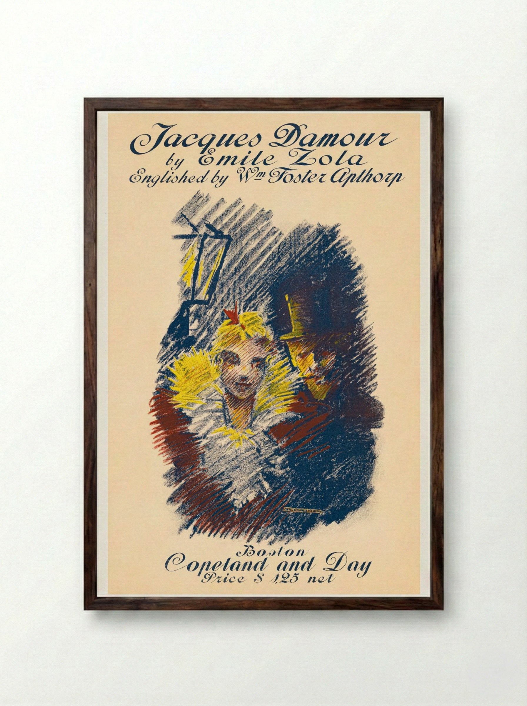 Jacques Damour by Emile Zola - Ethel Reed - Framed Print Dark Wood