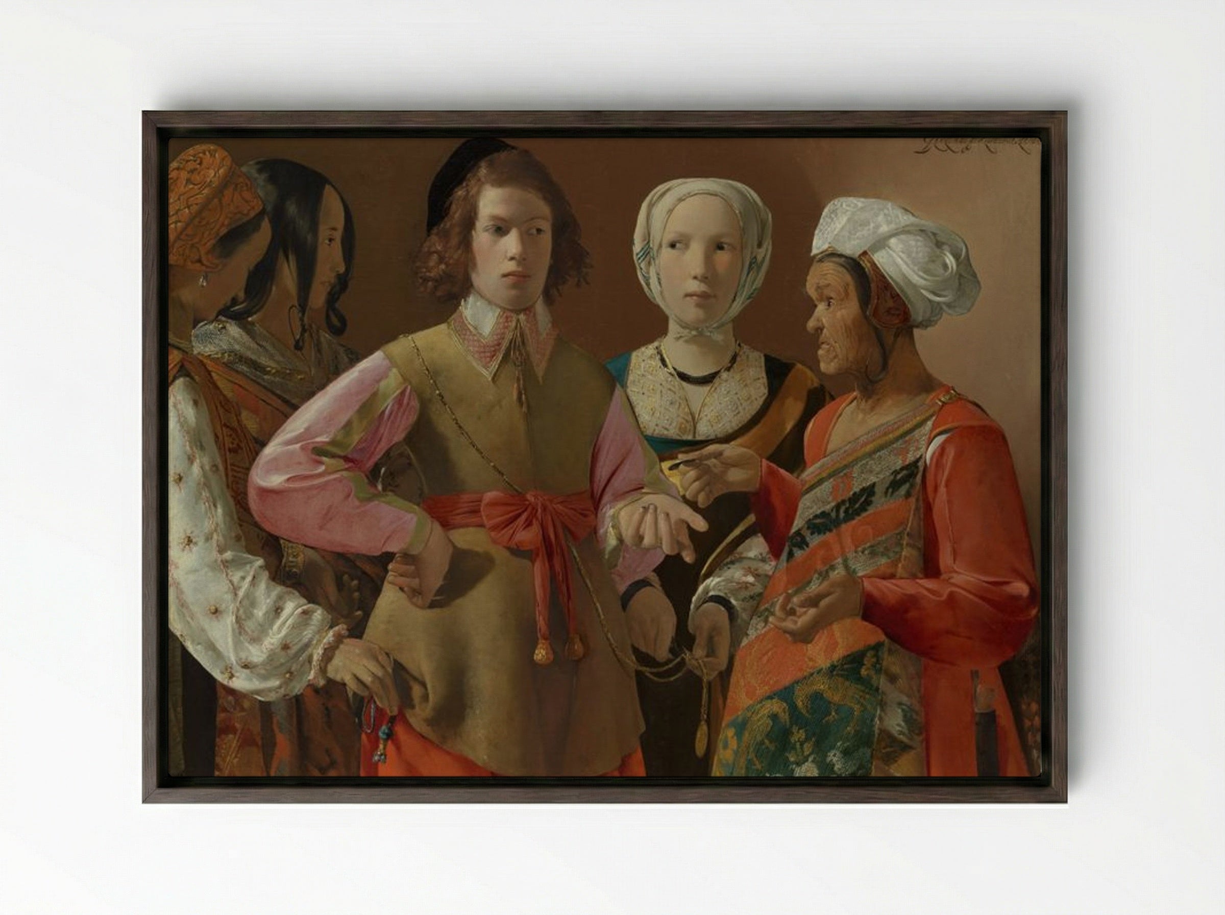 The Fortune Teller - Georges de La Tour - Framed Canvas Dark Wood