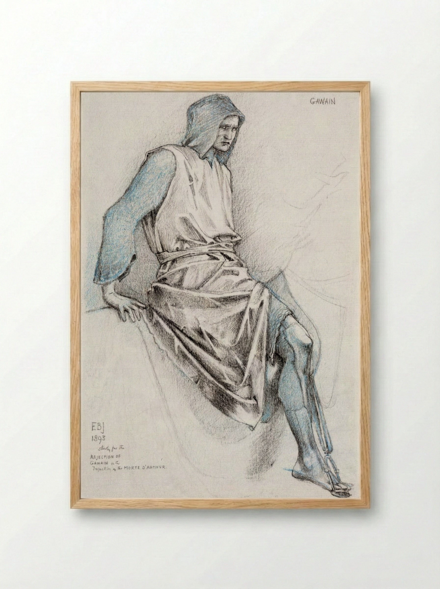 Study for 'The Failure of Gawaine' - Edward Burne-Jones - Framed Print Wood