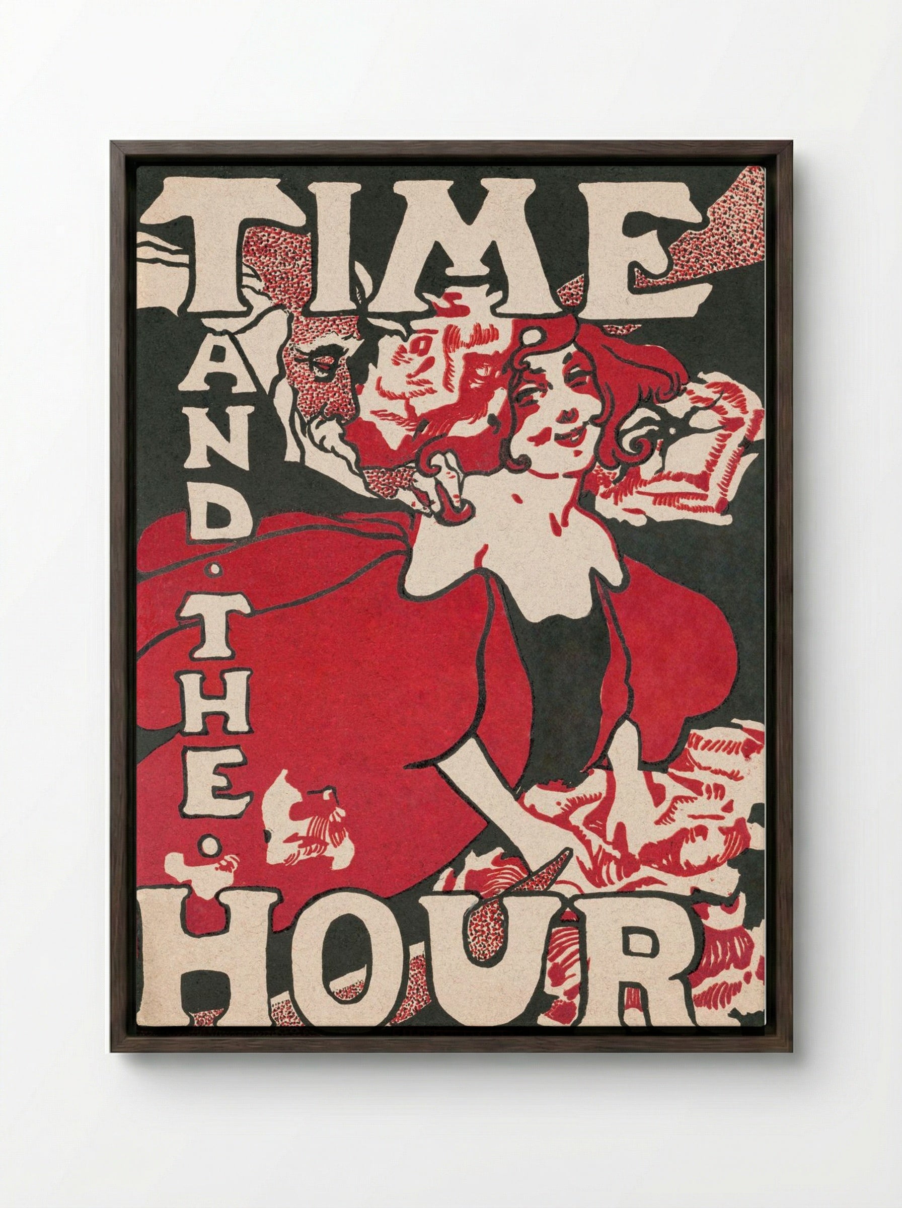 Time and the Hour - Ethel Reed - Framed Canvas Dark Wood