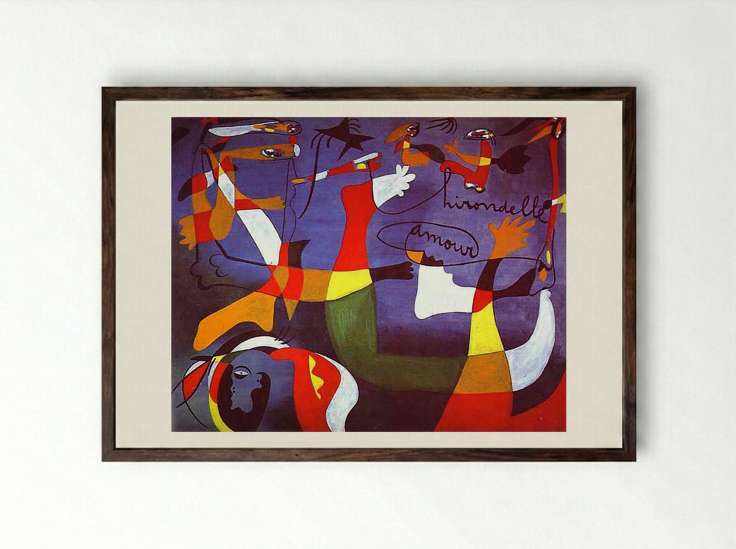 Swallow, Love - Joan Miró - Framed Print Dark Wood